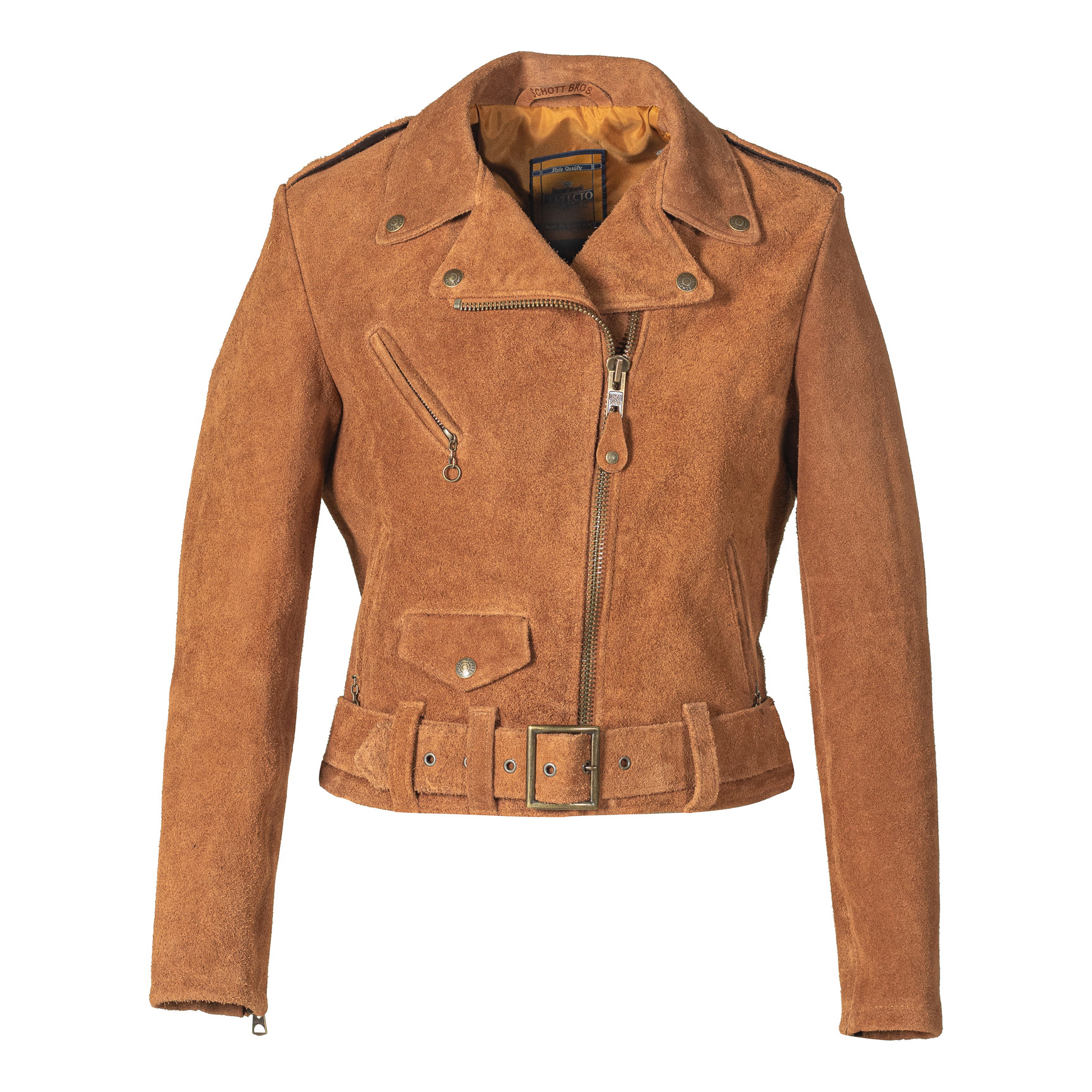 【COSYHARU】Double Zipper Tweed Suede Biker Jacket Crop ver P75300_Schott_Women'