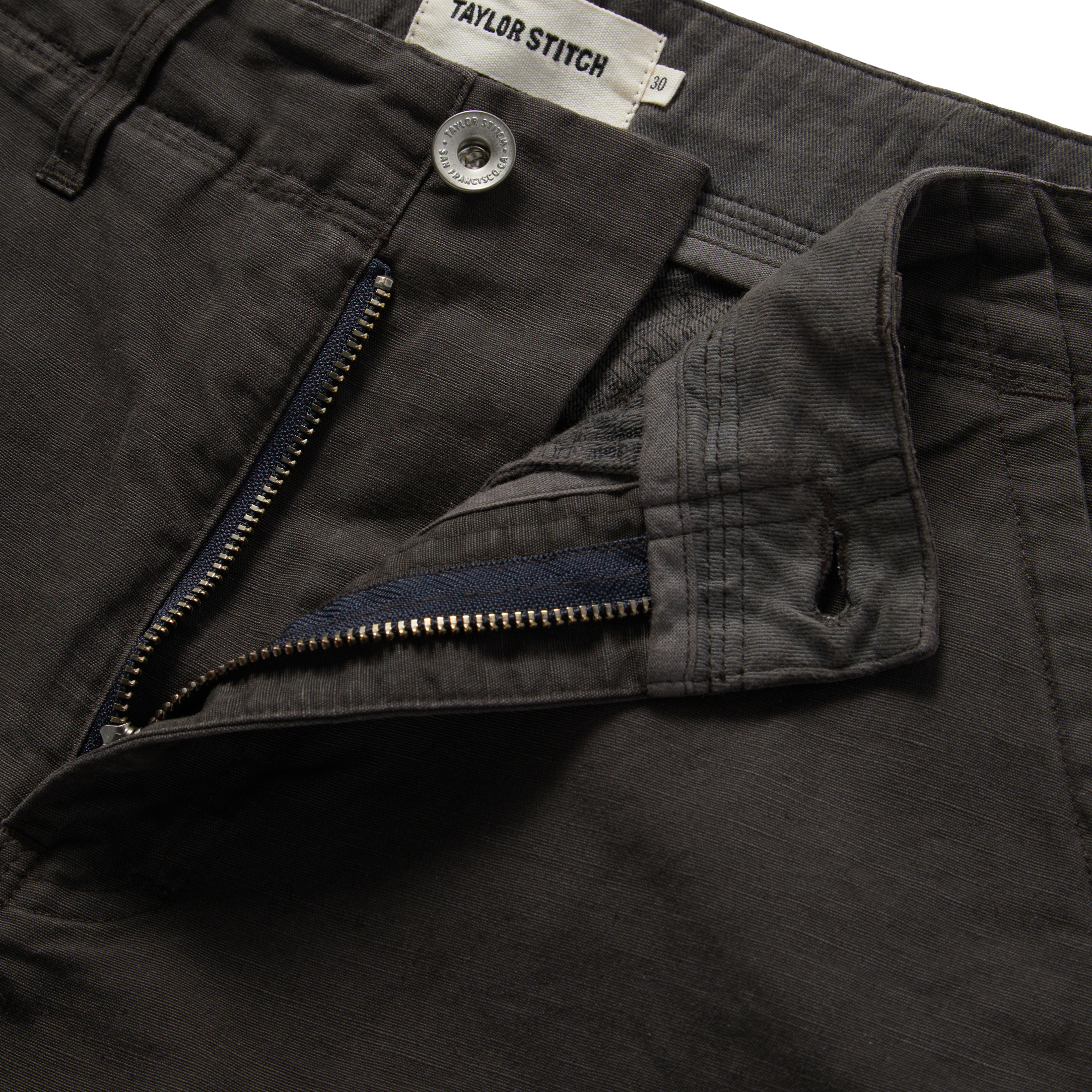 スラックス [MATINKIM]stitch point button trusser for men in charcoal Charcoal with Pink Pinstripes