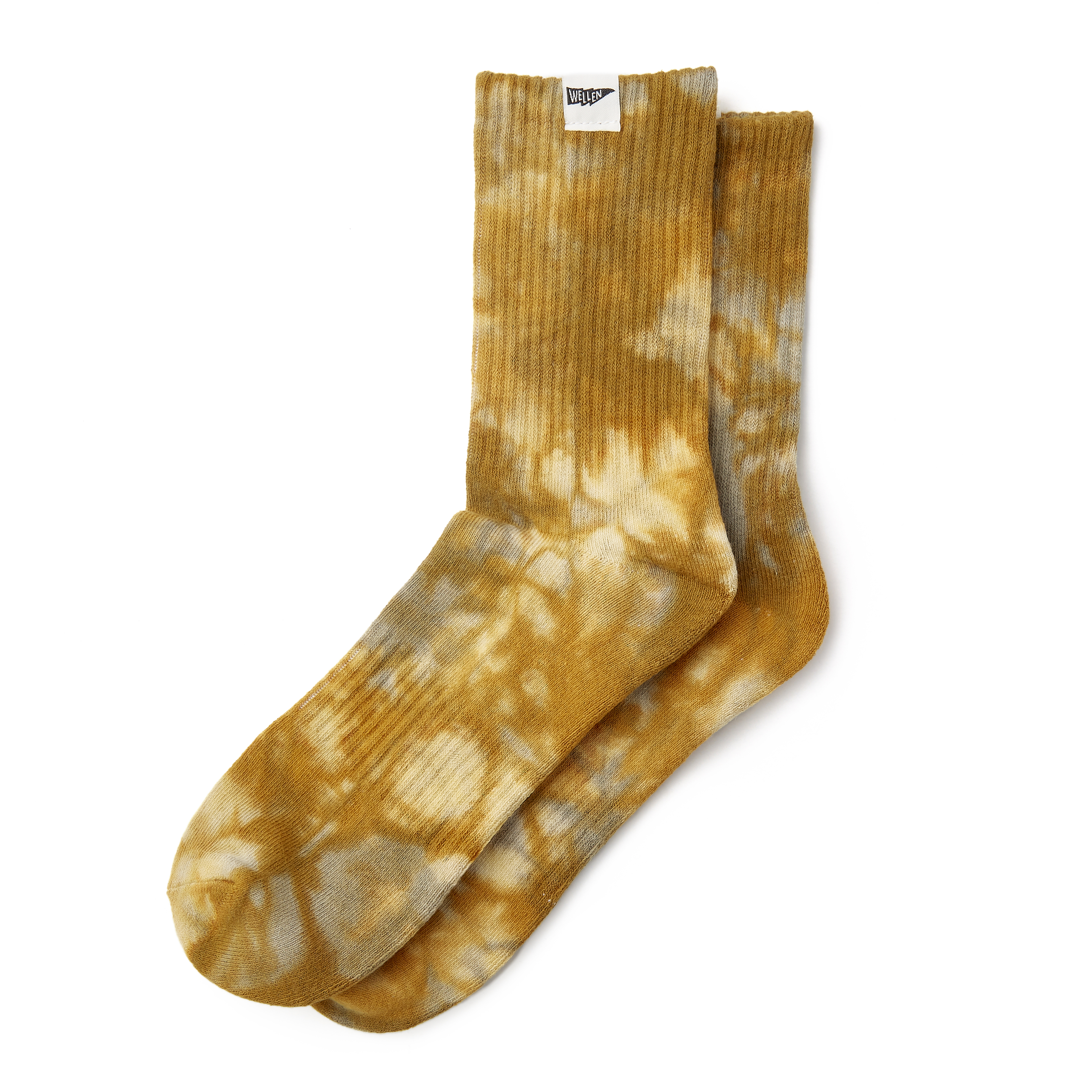 blue and yellow tie dye socks