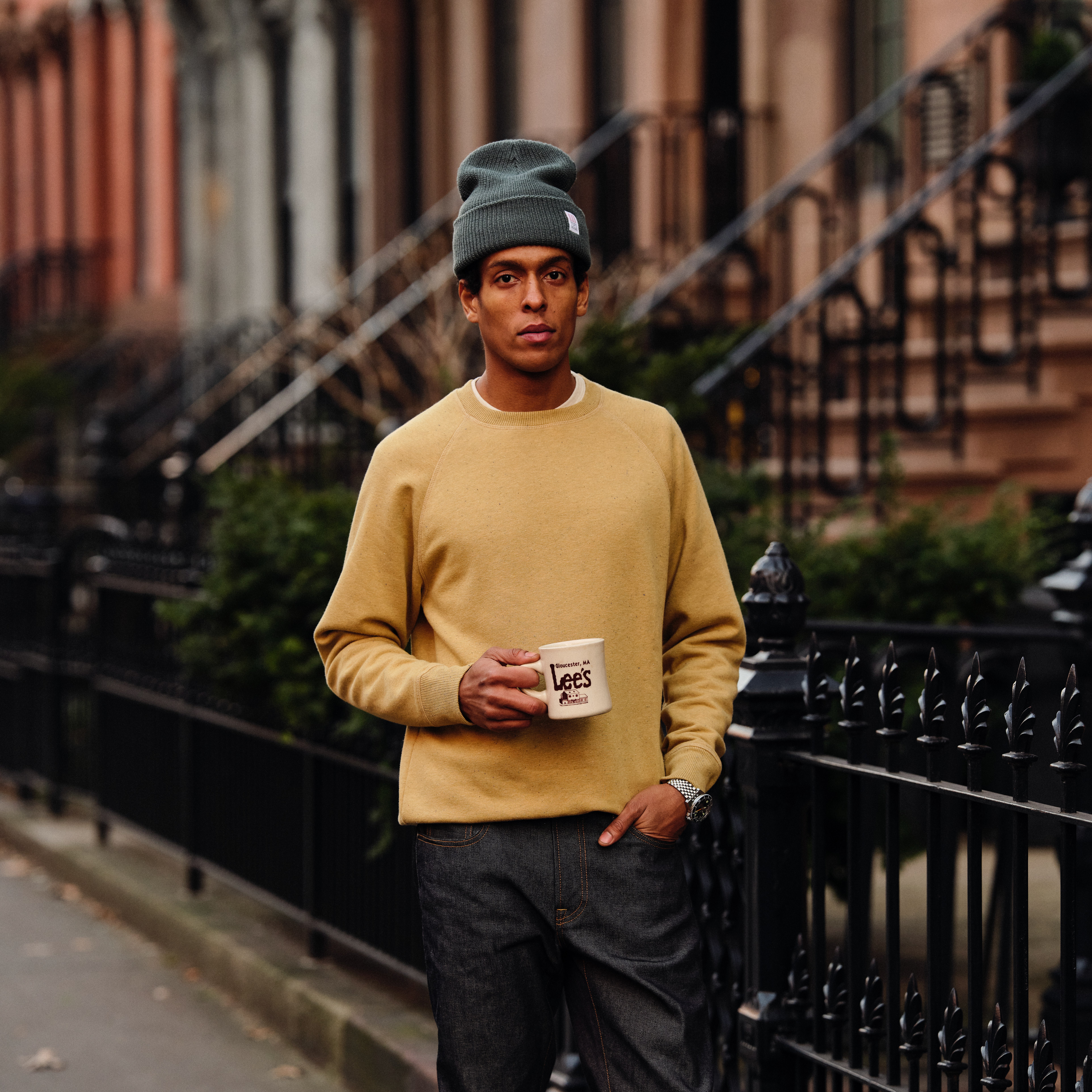 Flint and Tinder Speckle Fleece Crew - Straw Yellow Speckle