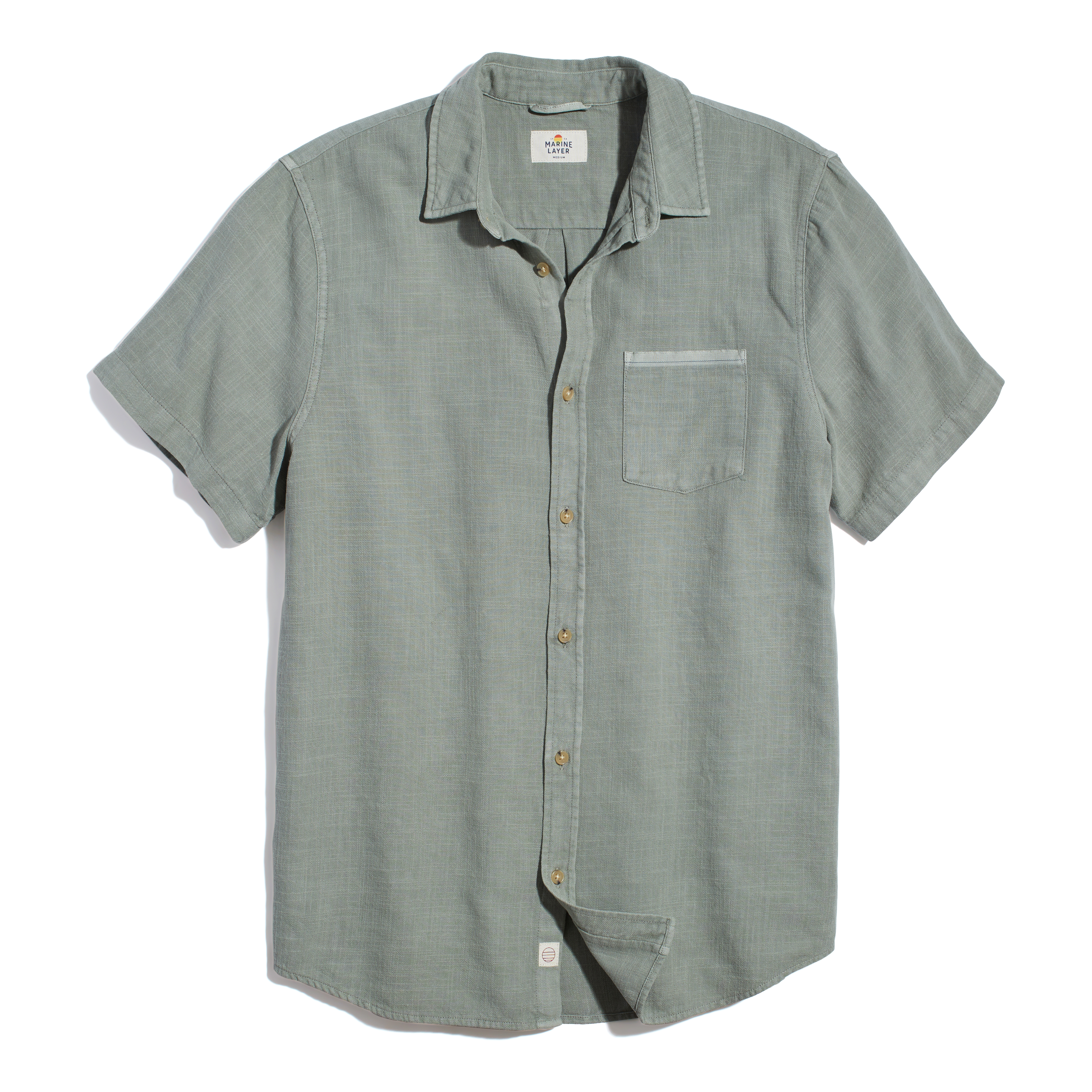 Marine Layer Selvage Short Sleeve Shirt - Faded Olive