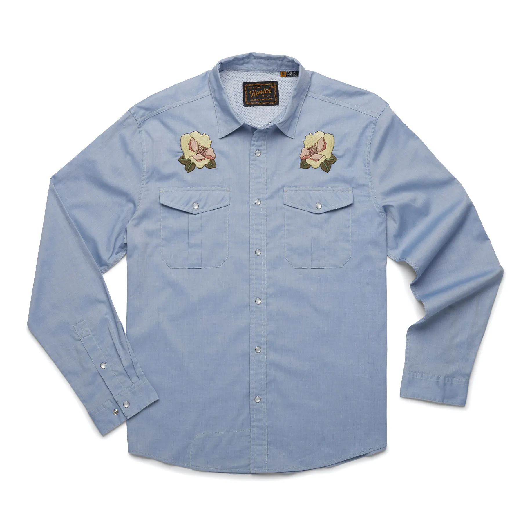 Howler Brothers Gaucho Snapshirt - Irie Hibiscus: Faded Blue