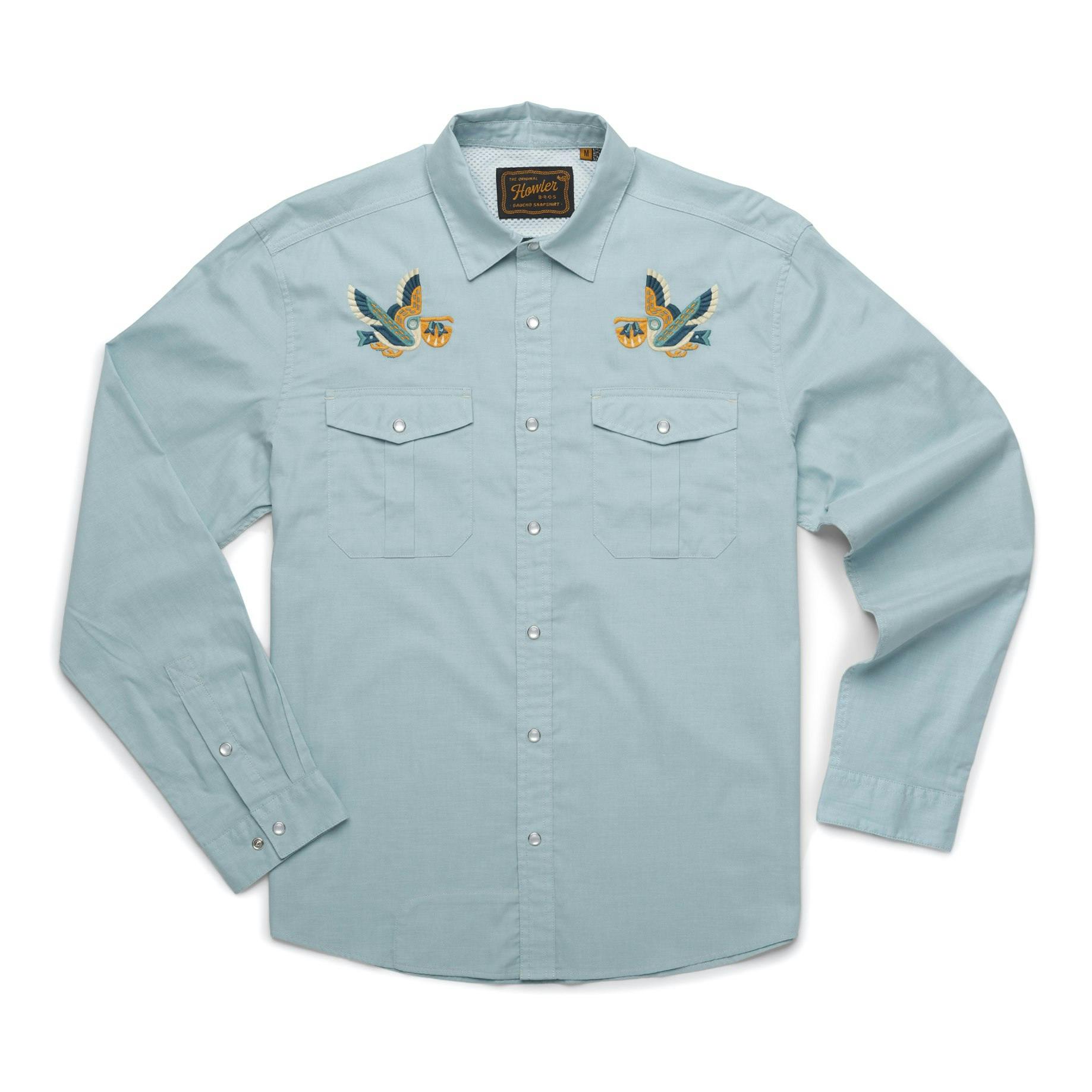Howler Brothers Gaucho Snapshirt - Pelican Portage: Nile Blue Oxford, Long  Sleeve Shirts