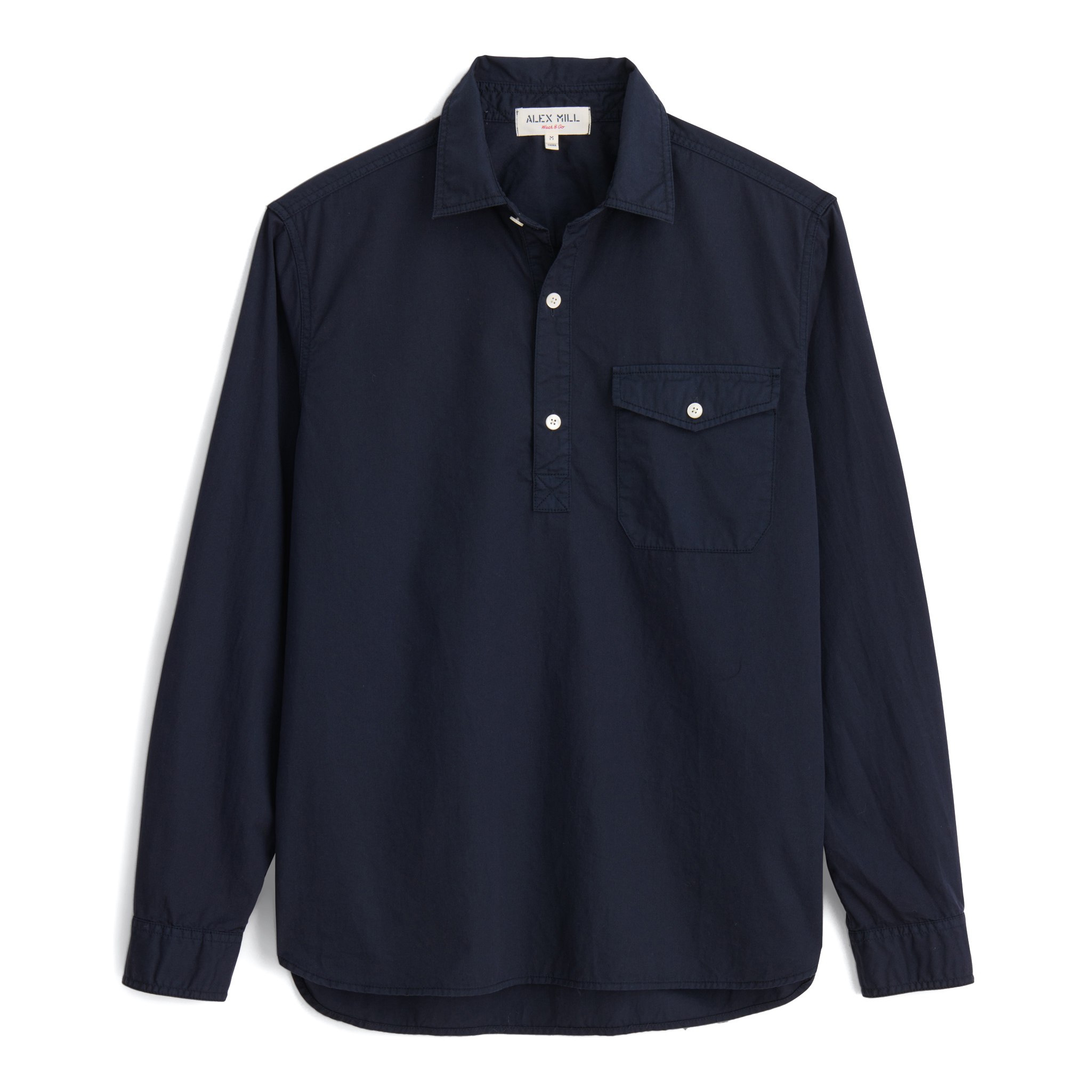 Alex Mill Cotton Twill Popover Shirt - Dark Navy | Long