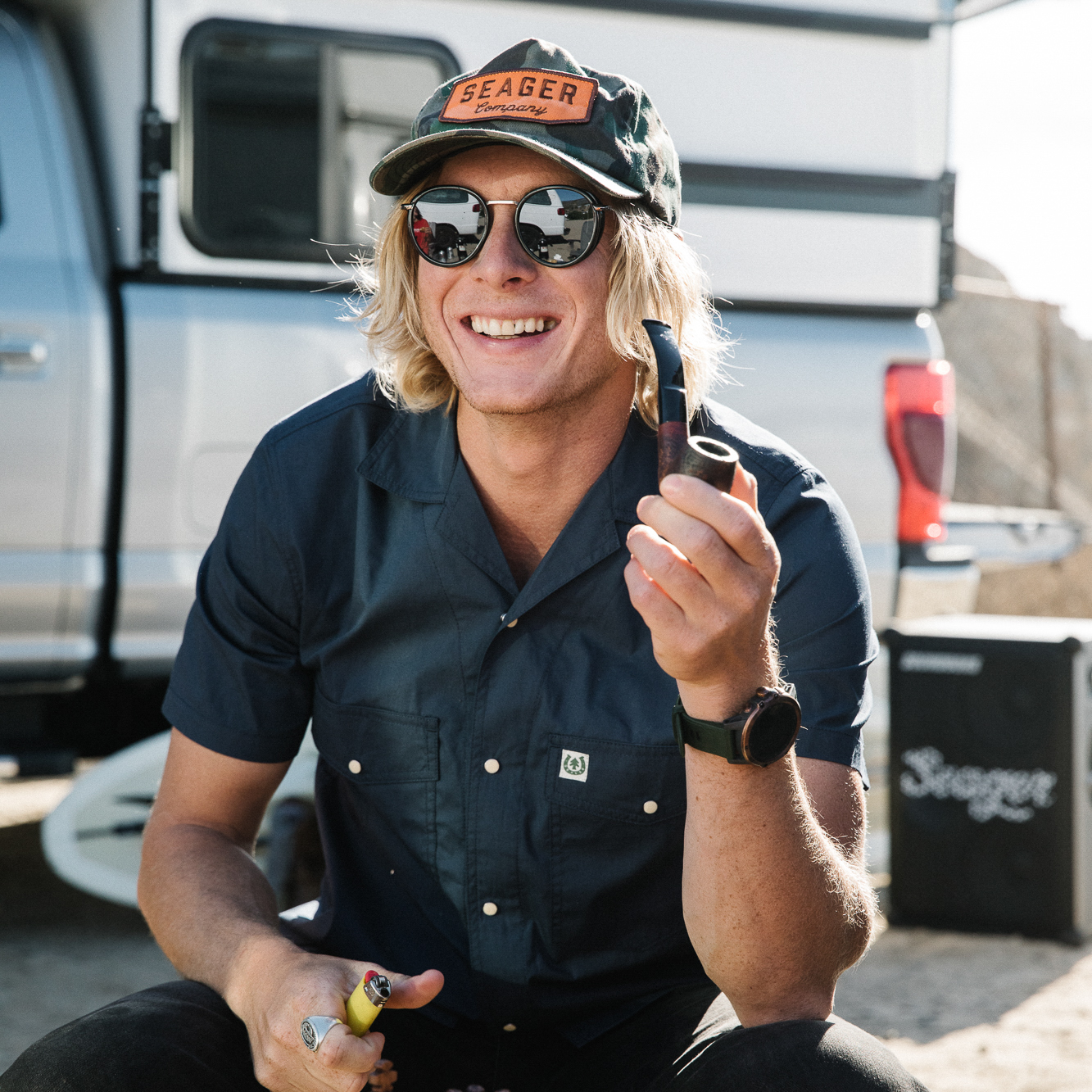 Seager Co. Seager X Huckberry Whippersnapper Shirt - Navy | Short