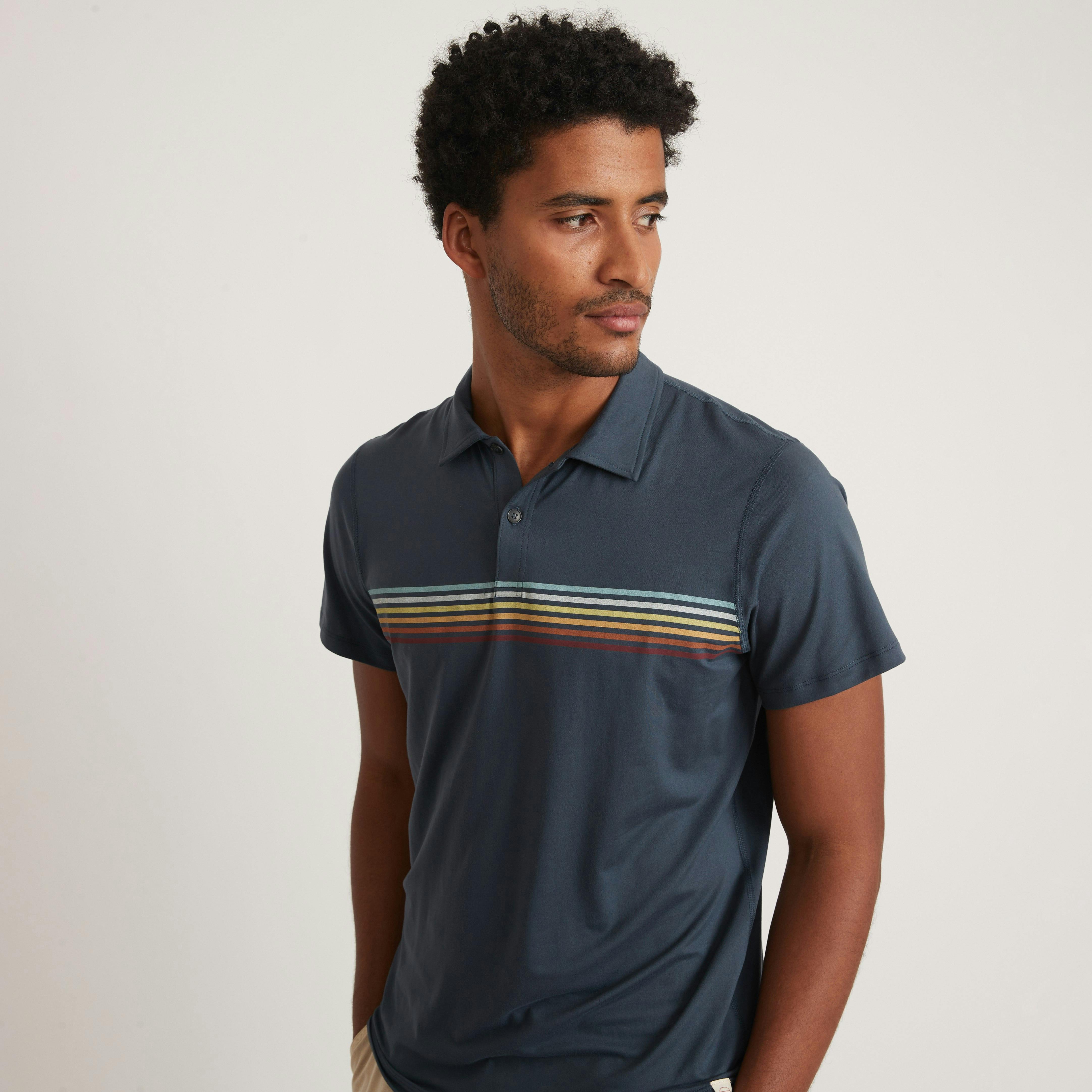 | | Huckberry Stripe Layer Polo Nights Marine Shirts Sport - Polo Blue