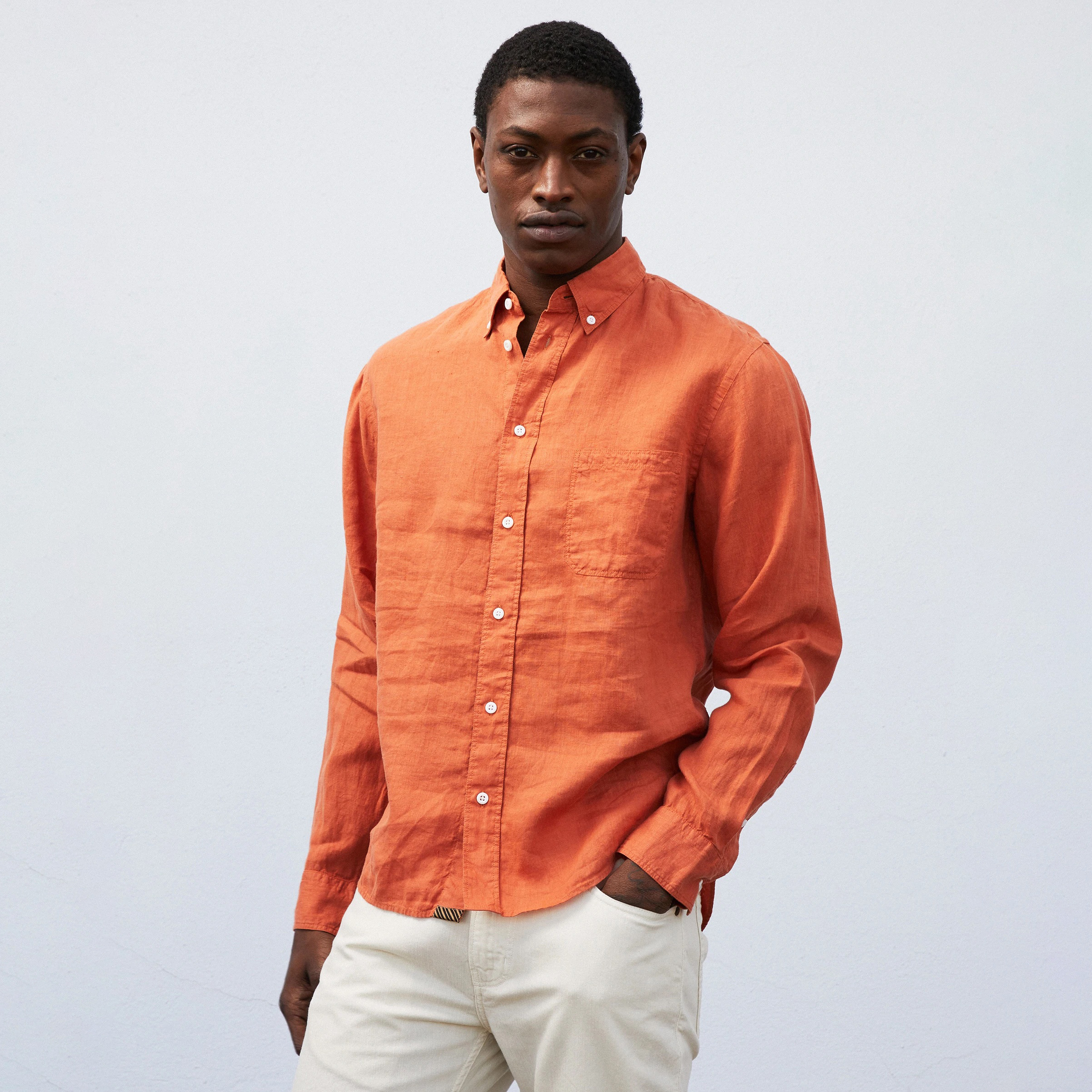Burnt orange linen shirt