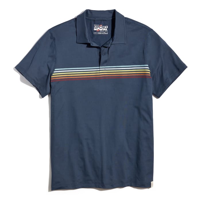 Marine Layer Blue Huckberry | | Polo Nights Stripe Sport - Shirts Polo