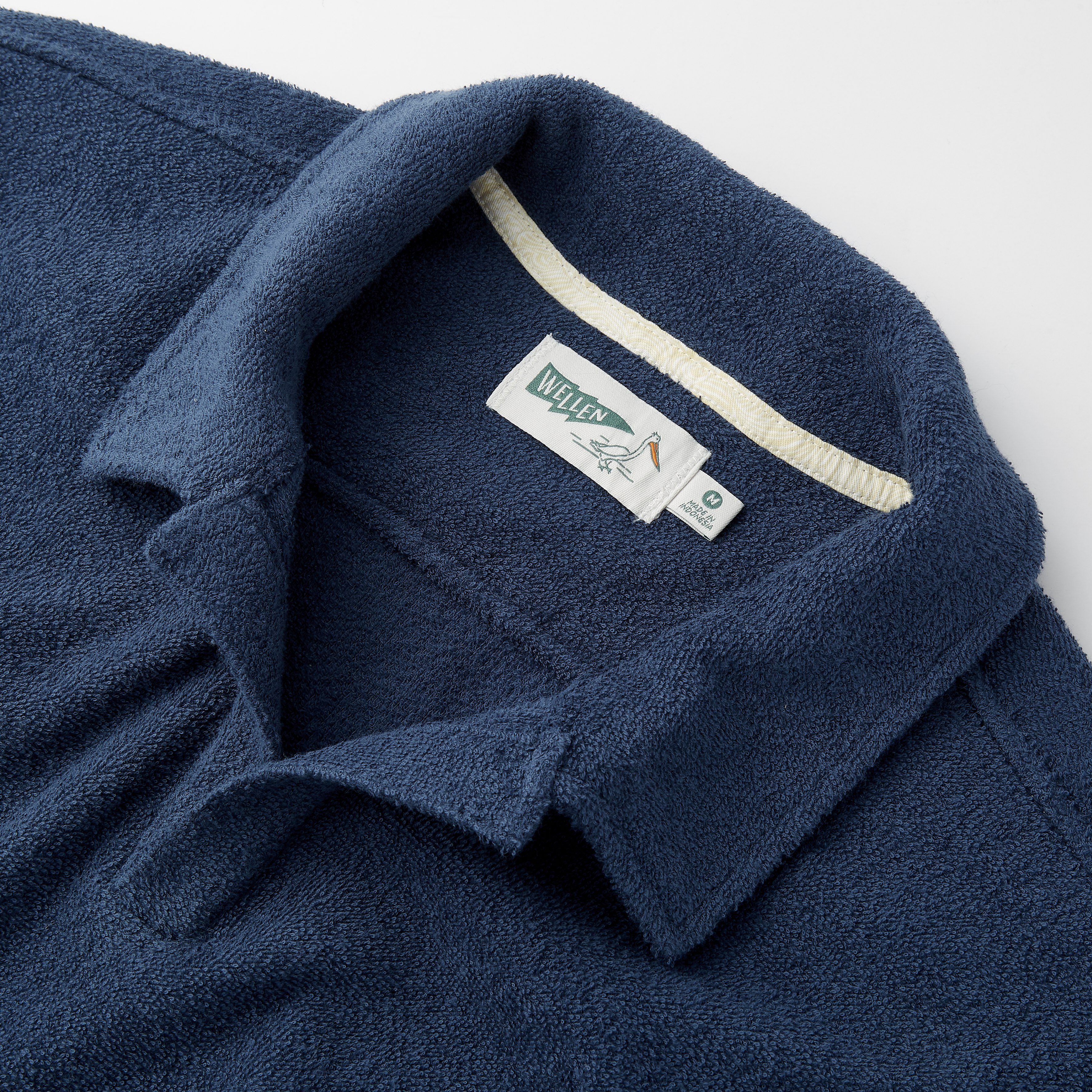 Wellen Terry Polo Johnny Collar - Navy | Polo Shirts | Huckberry