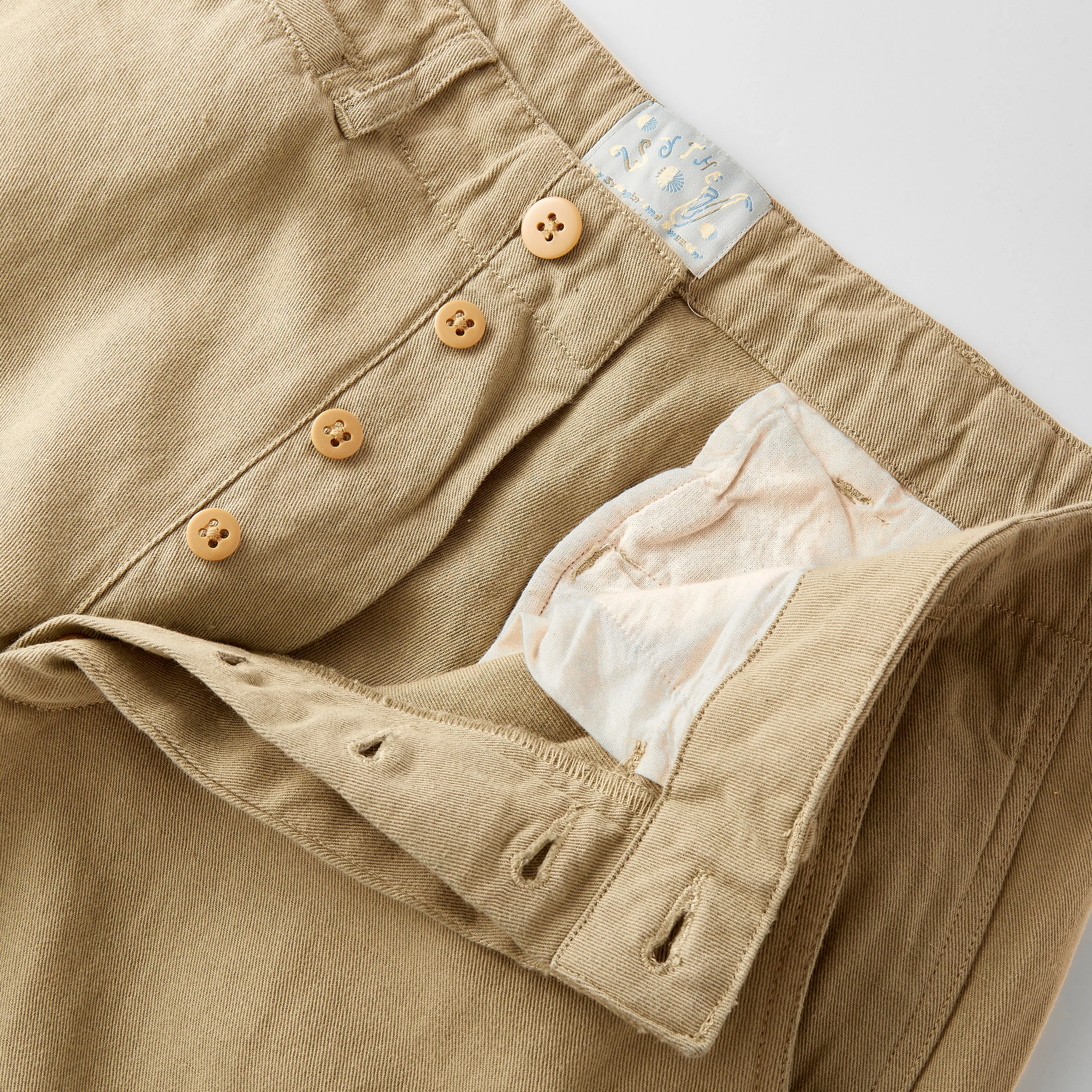 outrider　Wythe New York コットンリネンパンツ Wythe New York Cotton Linen Twill Flat Front Chinos - Camp Khaki