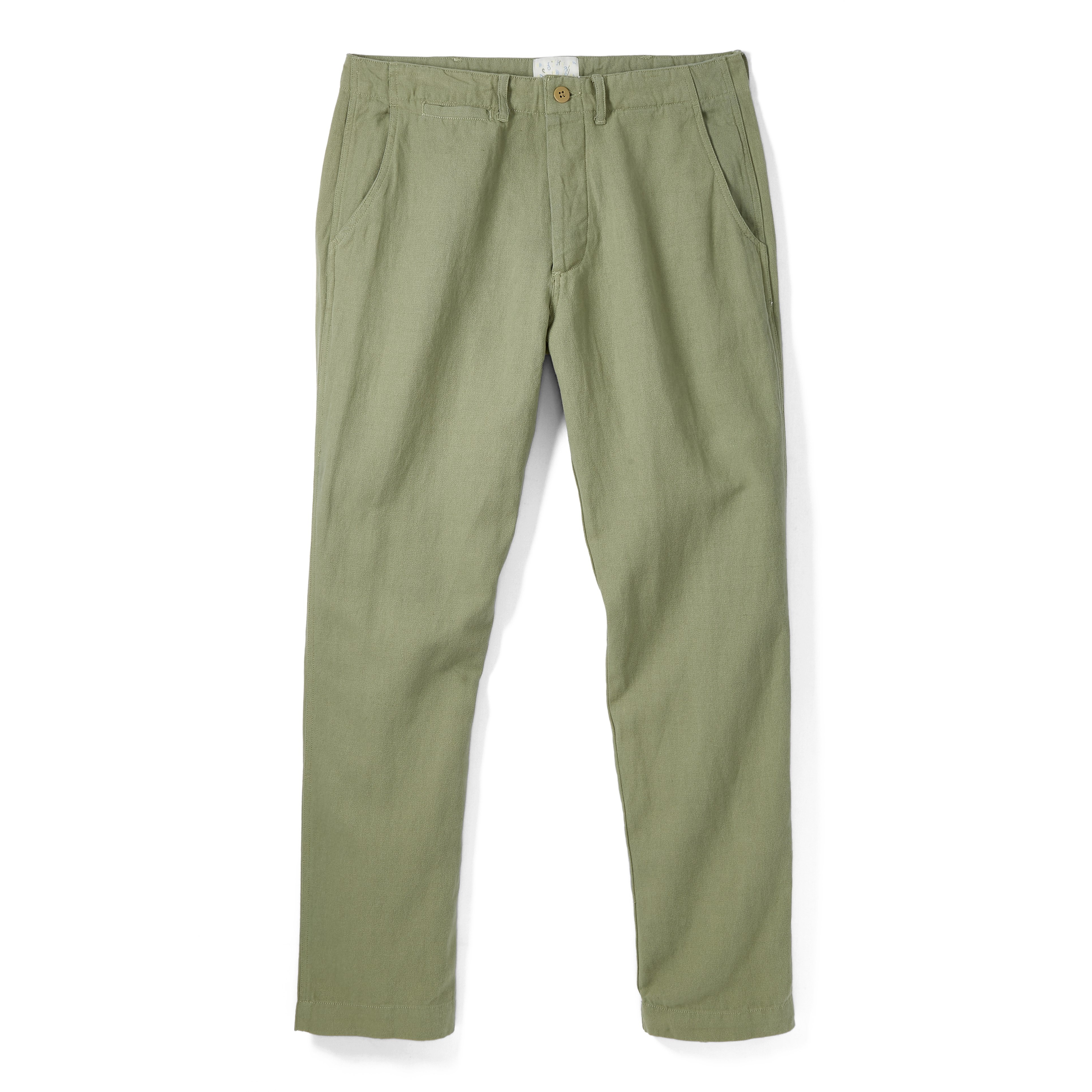 Wythe New York Flat Front Cotton Linen Twill Chino - Faded Olive 