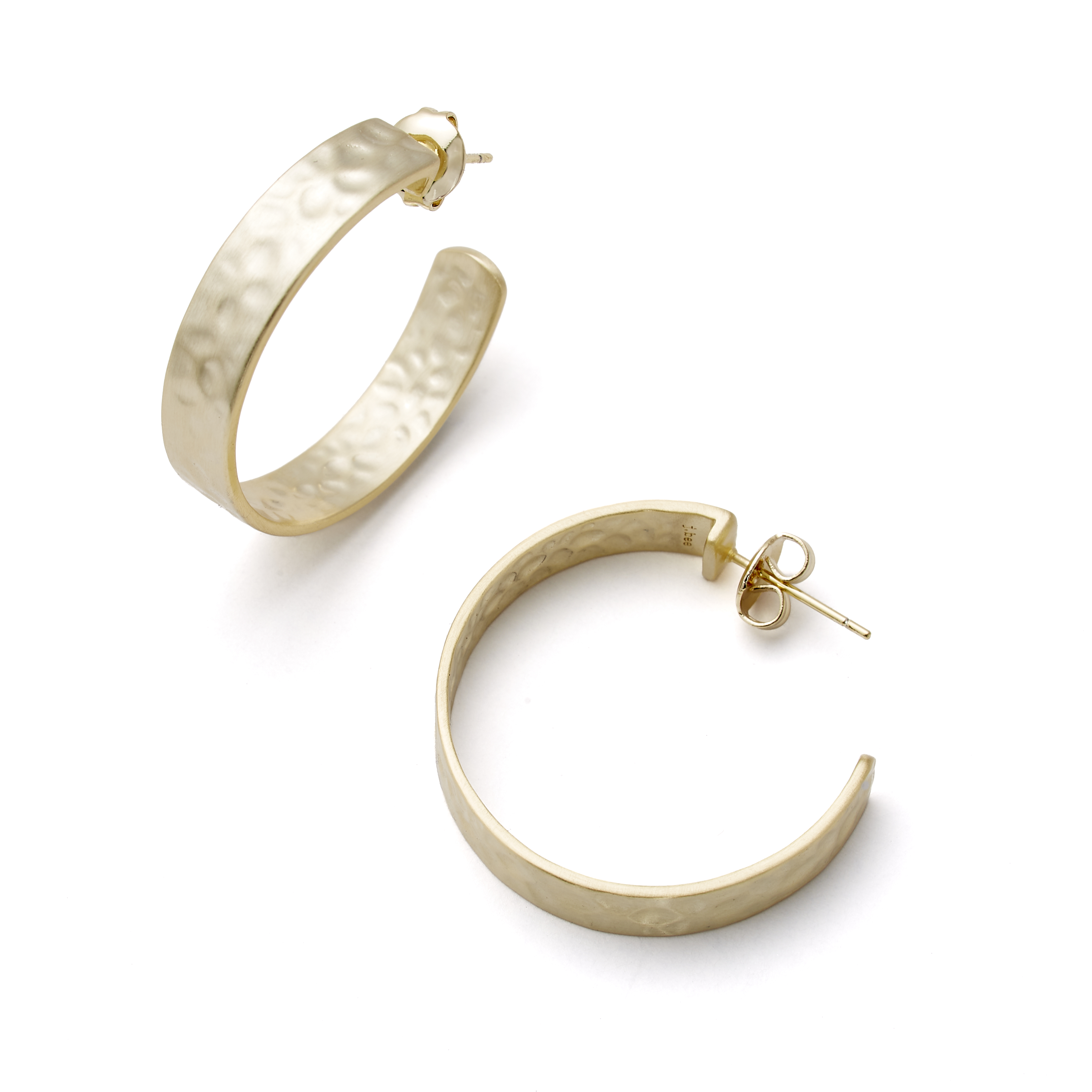Hammered gold hoop earrings discount