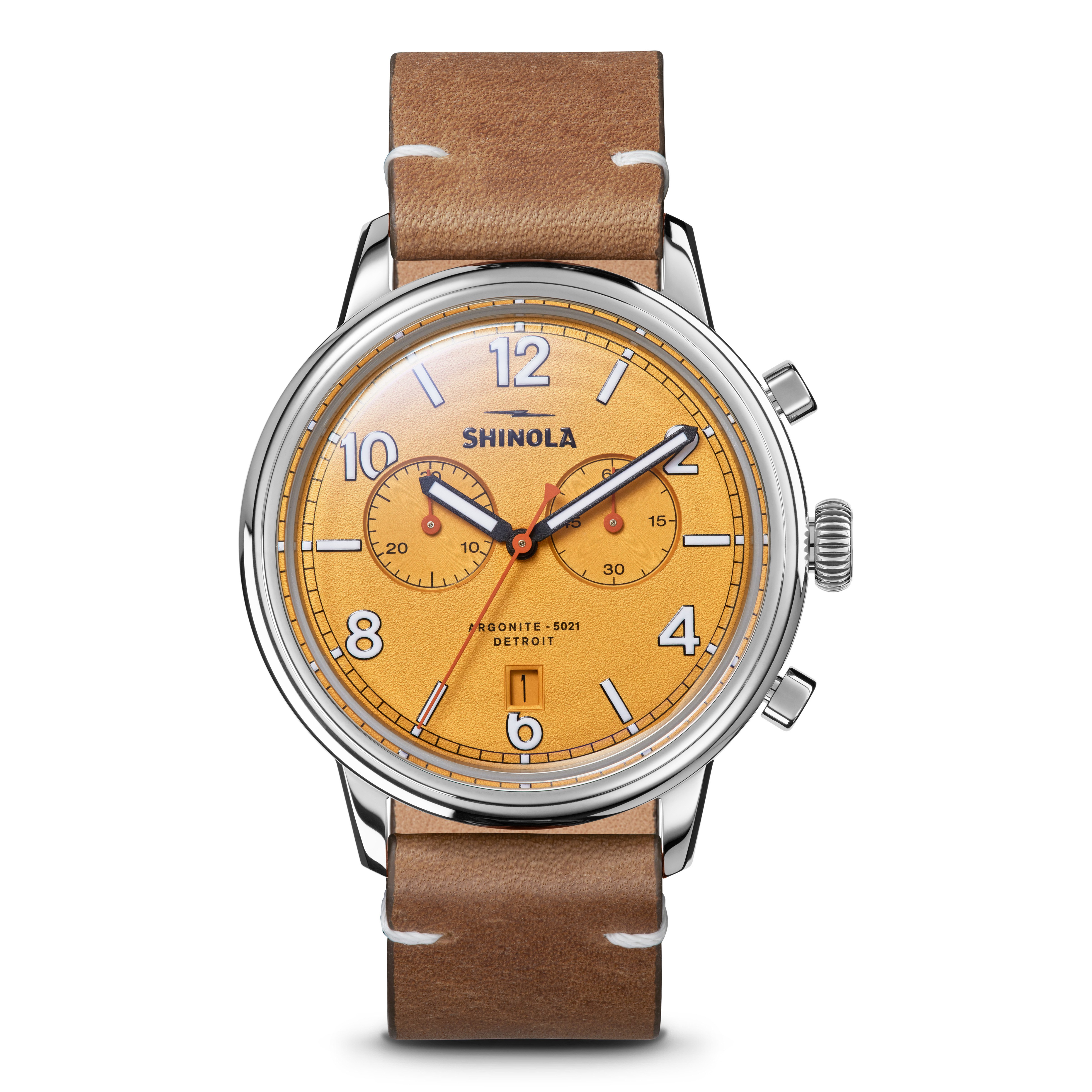 Shinola Traveler Eye Chrono Watch Golden Chronograph Watches