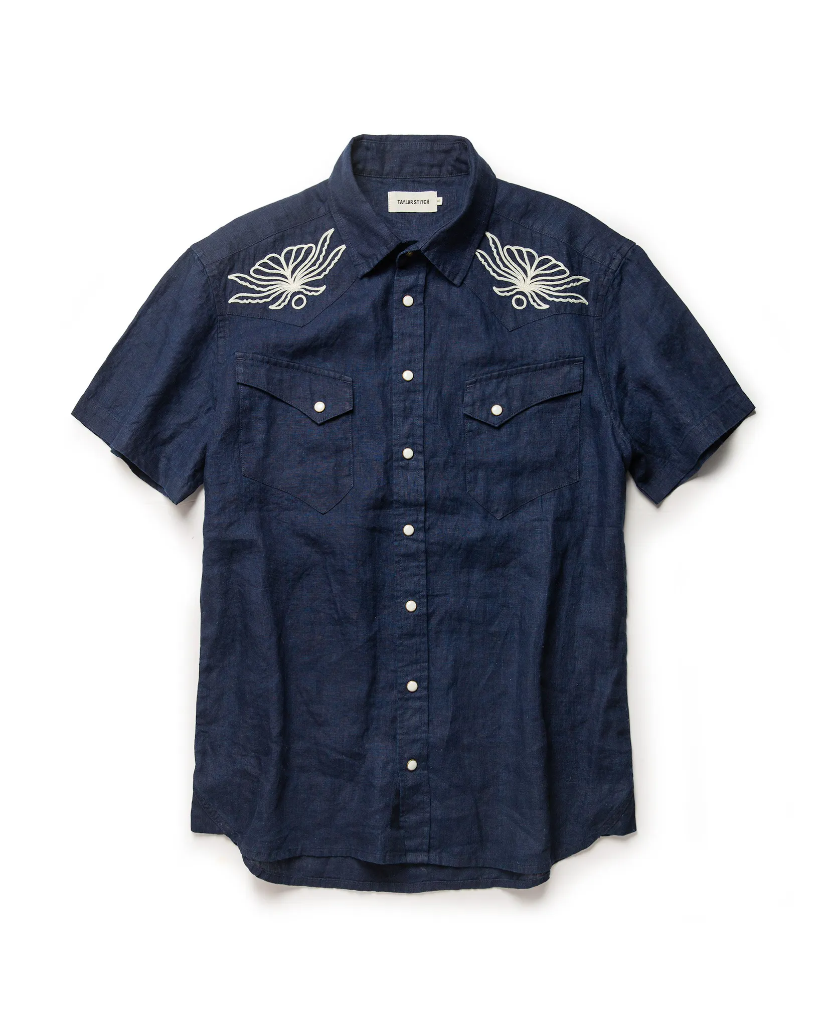 Taylor Stitch The Short Sleeve Embroidered Western Shirt - Indigo Linen | Short Sleeve Shirts | Huckberry Taylor Stitch The Short Sleeve Embroidered Western Shirt - Indigo Linen | Short Sleeve Shirts | Huckberry