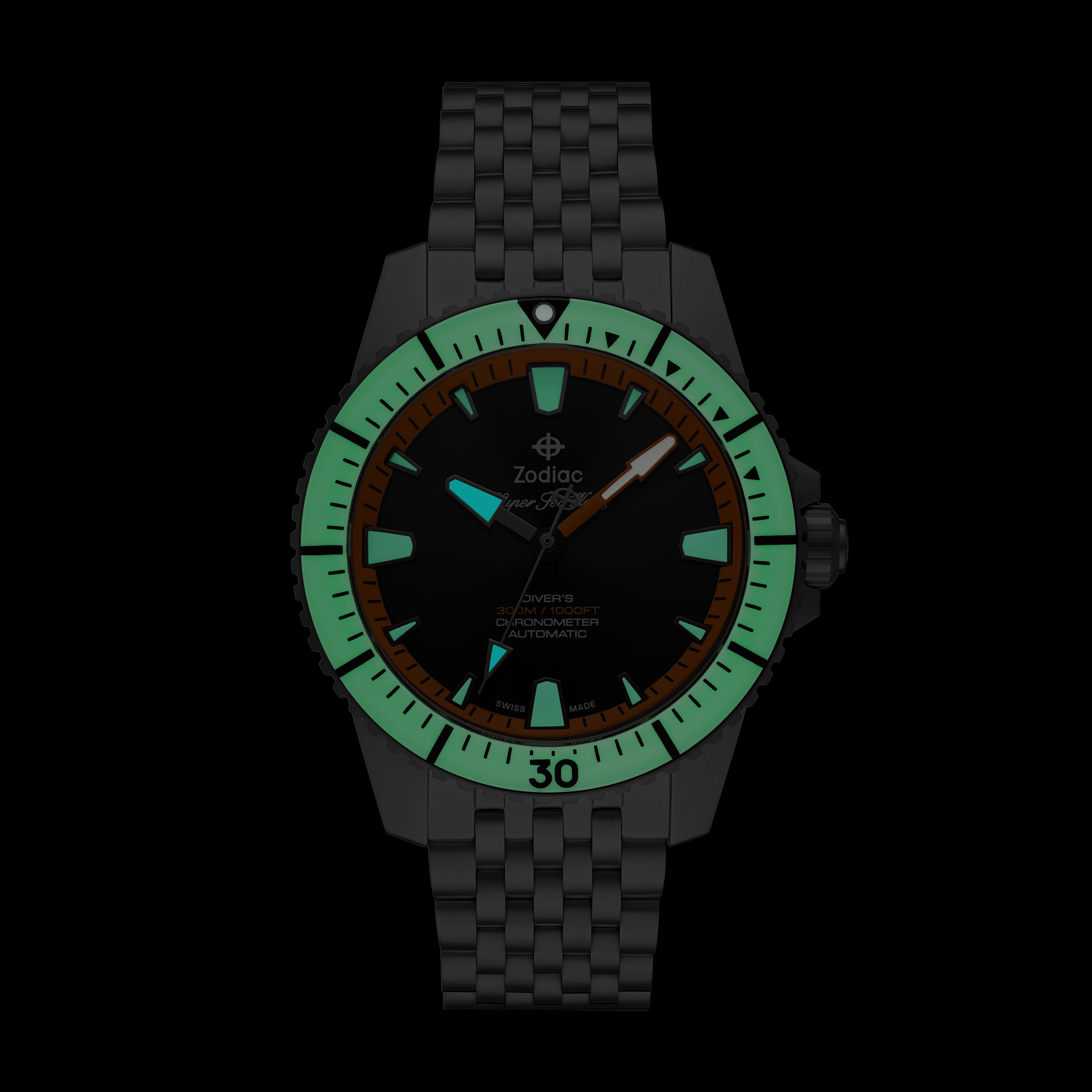 アクアクローバー Zodiac Super Sea Wolf Compression Diver Automatic Malachite SS