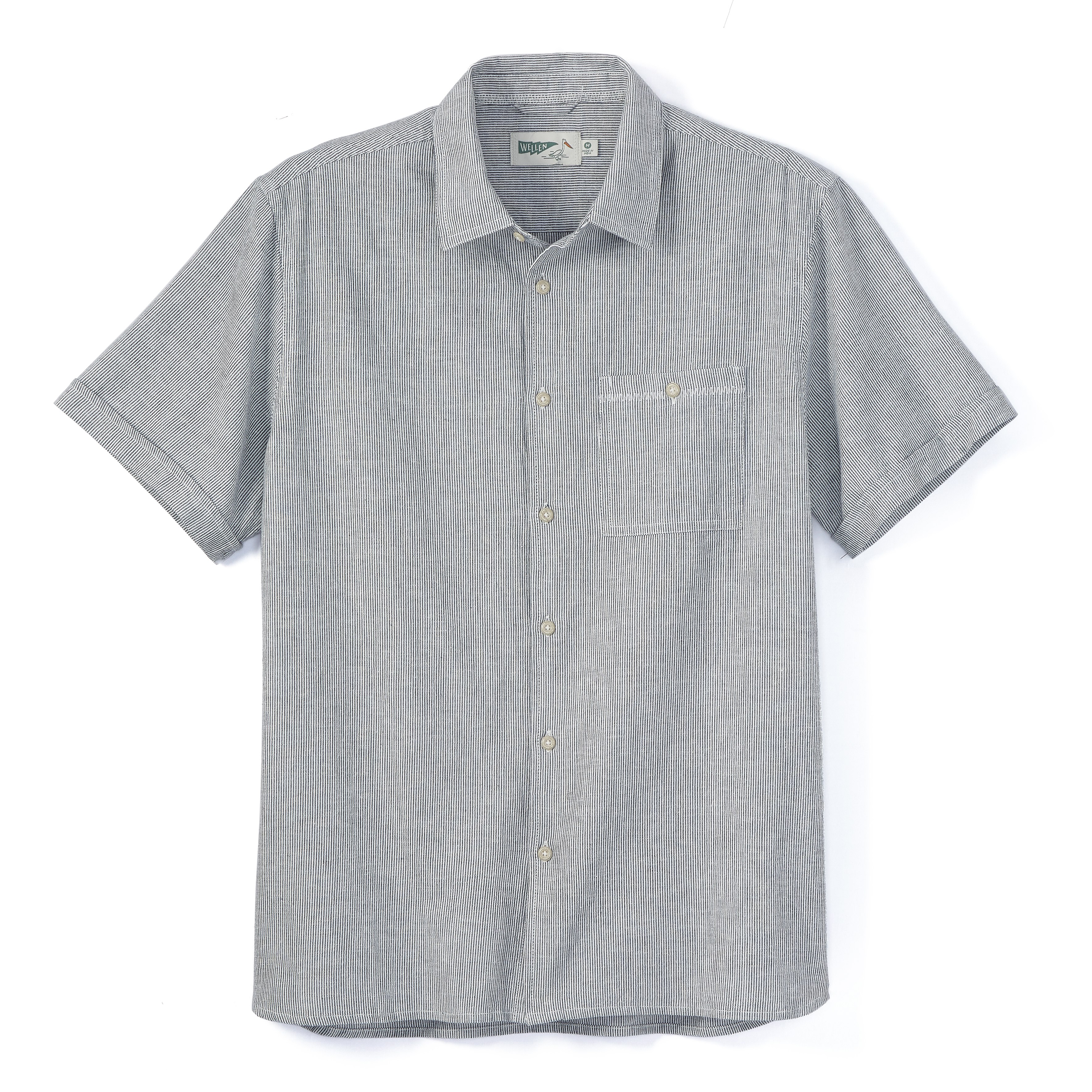 Wellen Easy Hemp Short Sleeve Shirt - Navy Micro Stripe | Short
