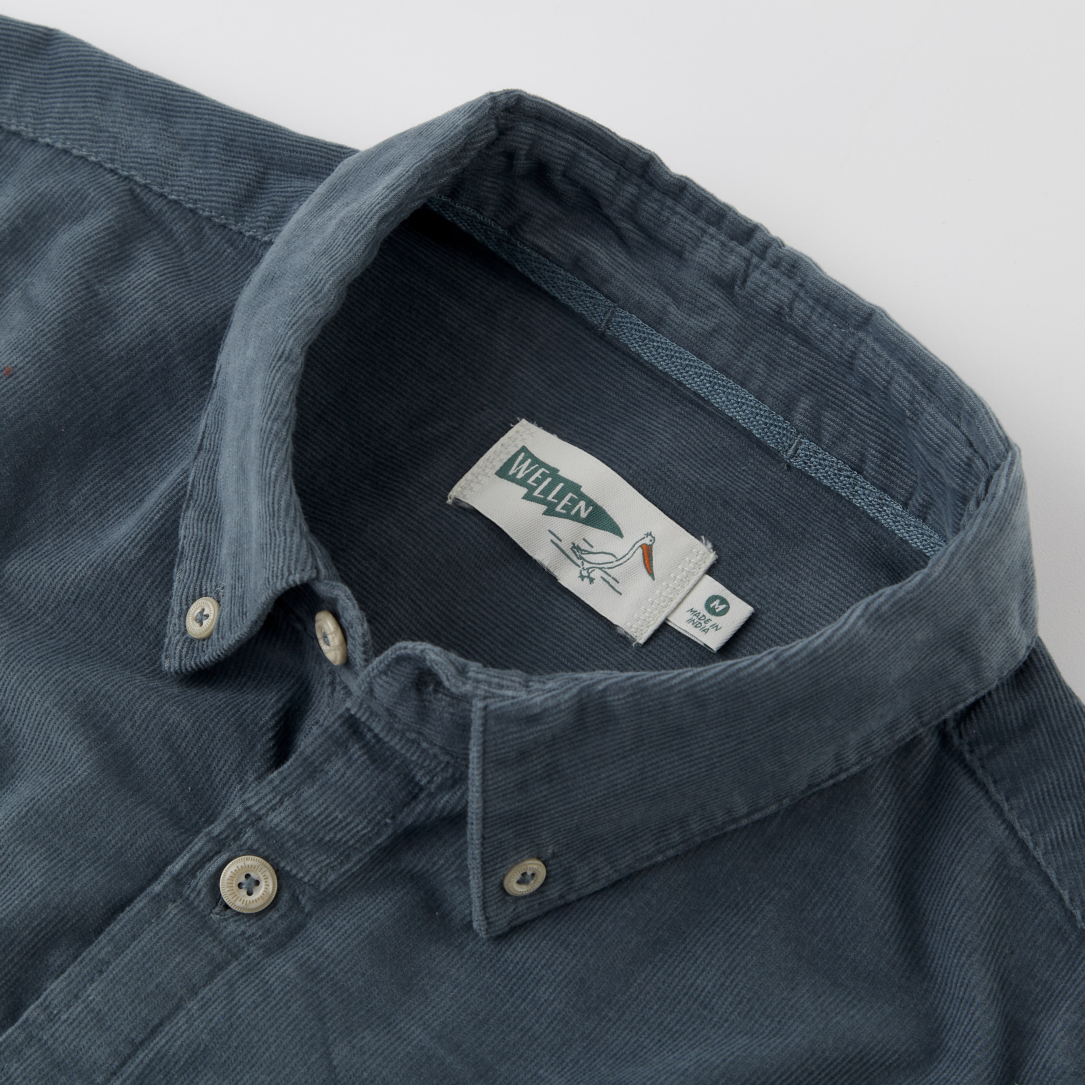 Wellen Organic Corduroy Button Down Shirt - Washed Blue | Long