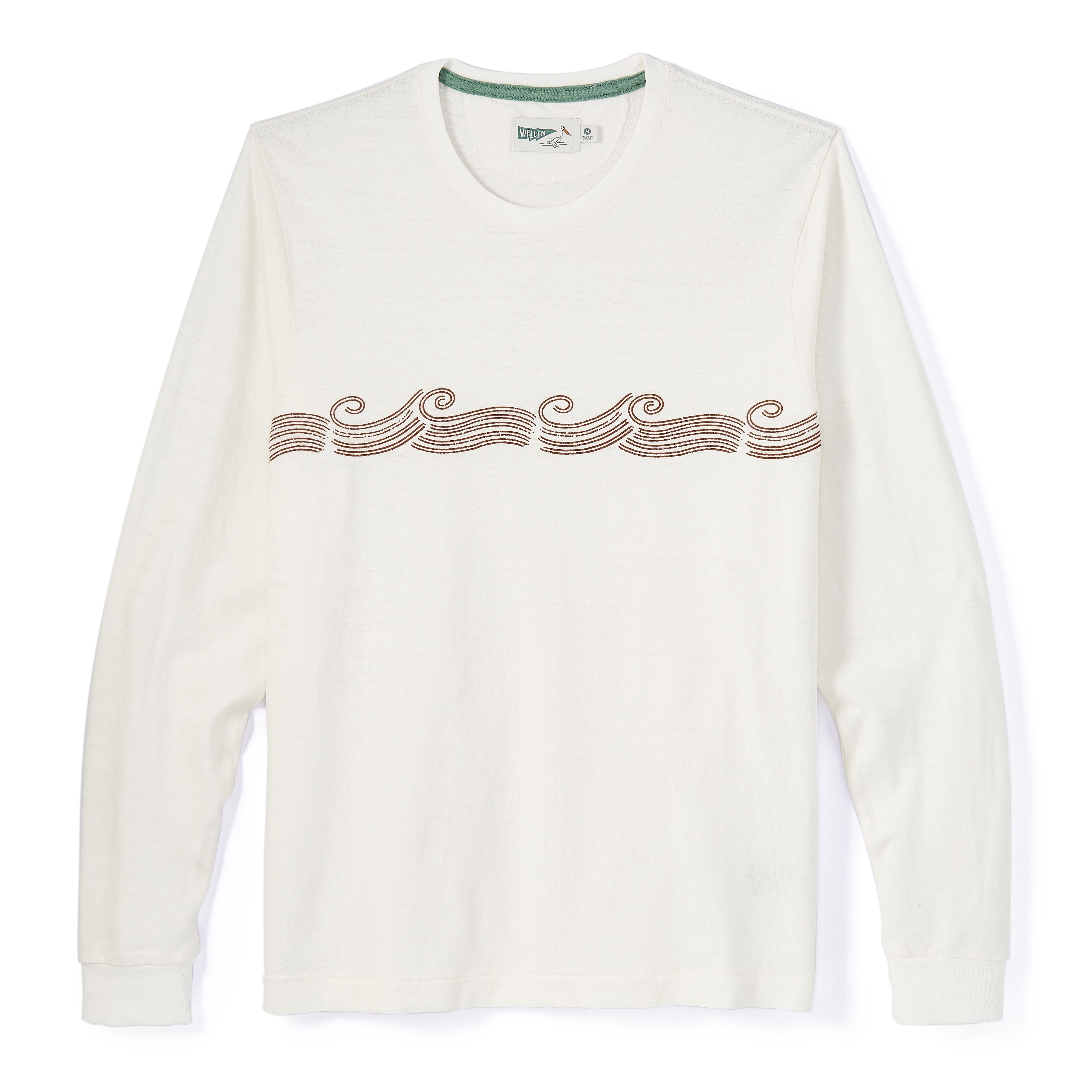 Wellen Surf Stripe Hemp Long Sleeve T-Shirt - Rojo Wave | T-Shirts