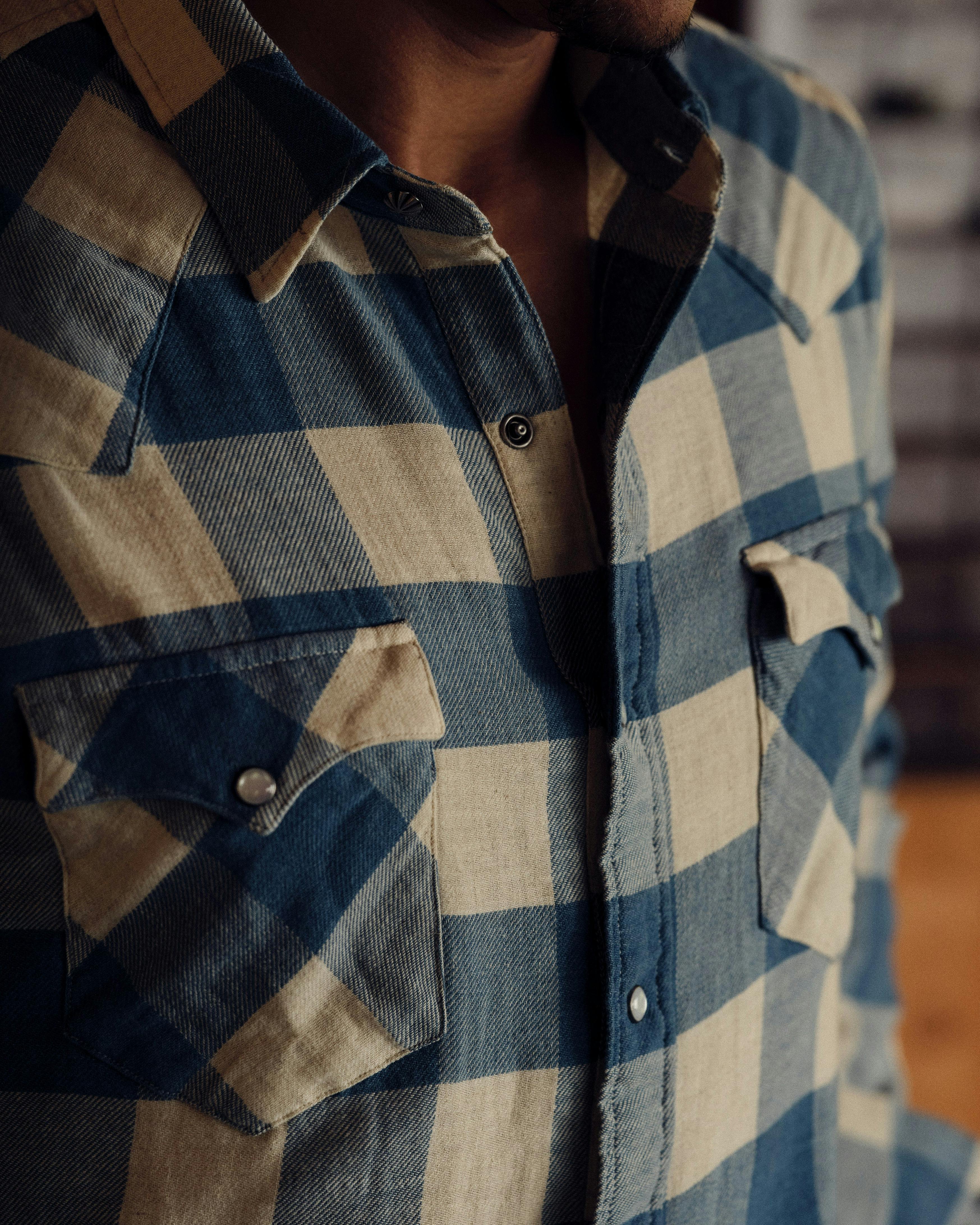 RRL Buffalo Western Shirt - Indigo / Cream, Long Sleeve Shirts