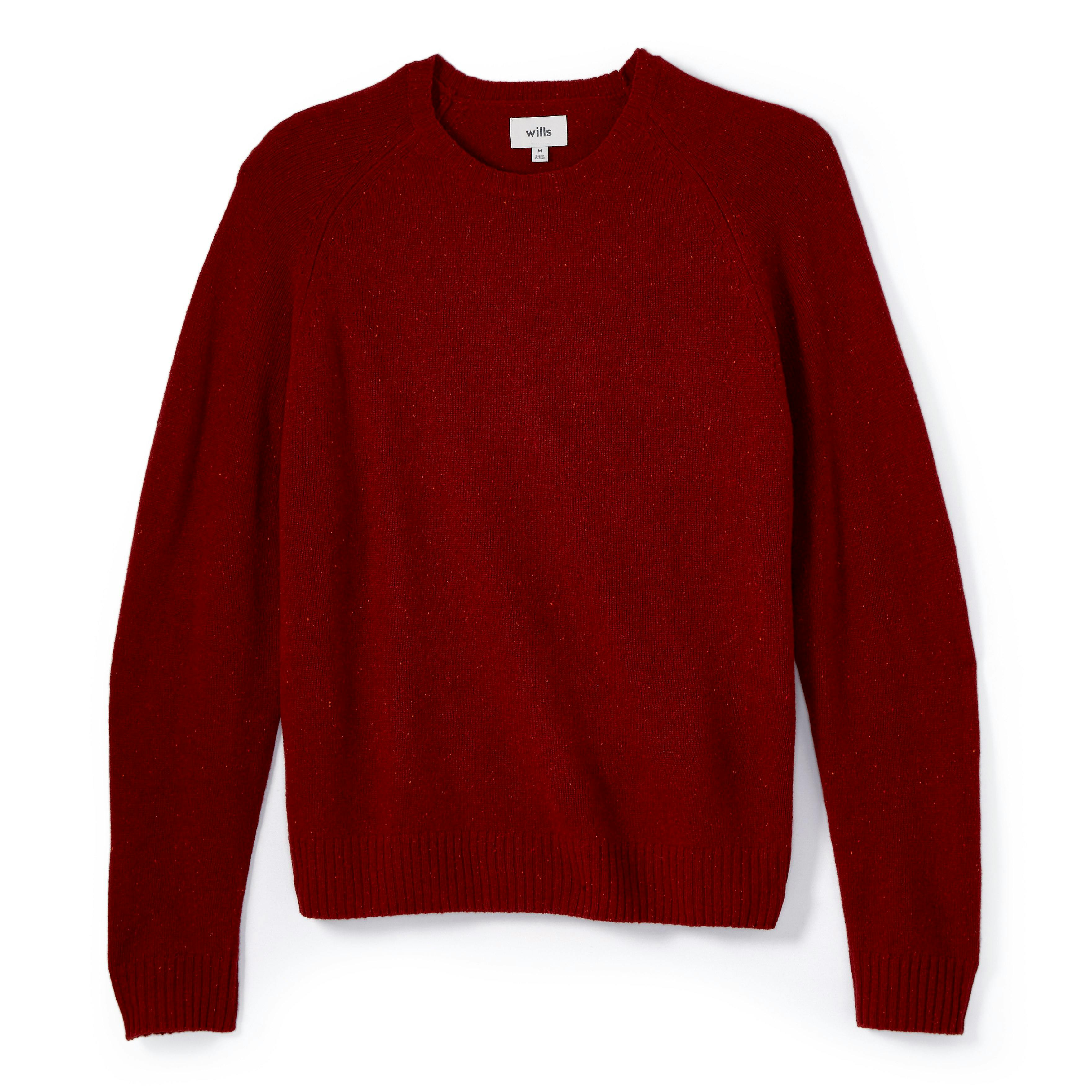 Wills Speckled Merino Wool Crewneck Sweater - Bonfire, Crew Neck Sweaters