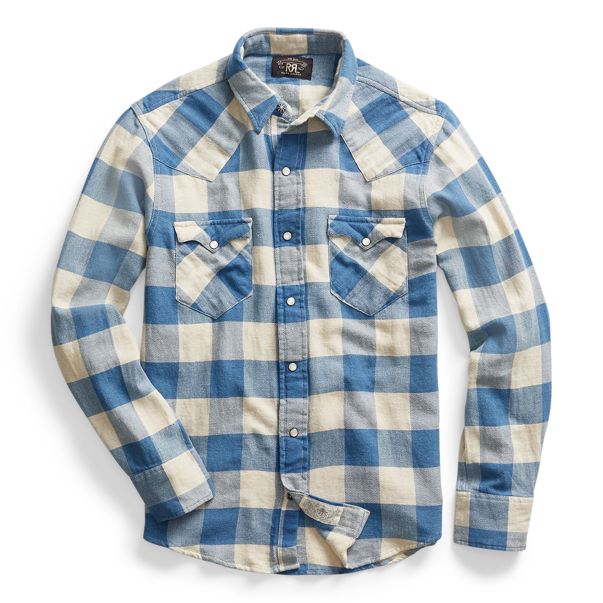RRL Buffalo Western Shirt - Indigo / Cream | Long Sleeve Shirts 