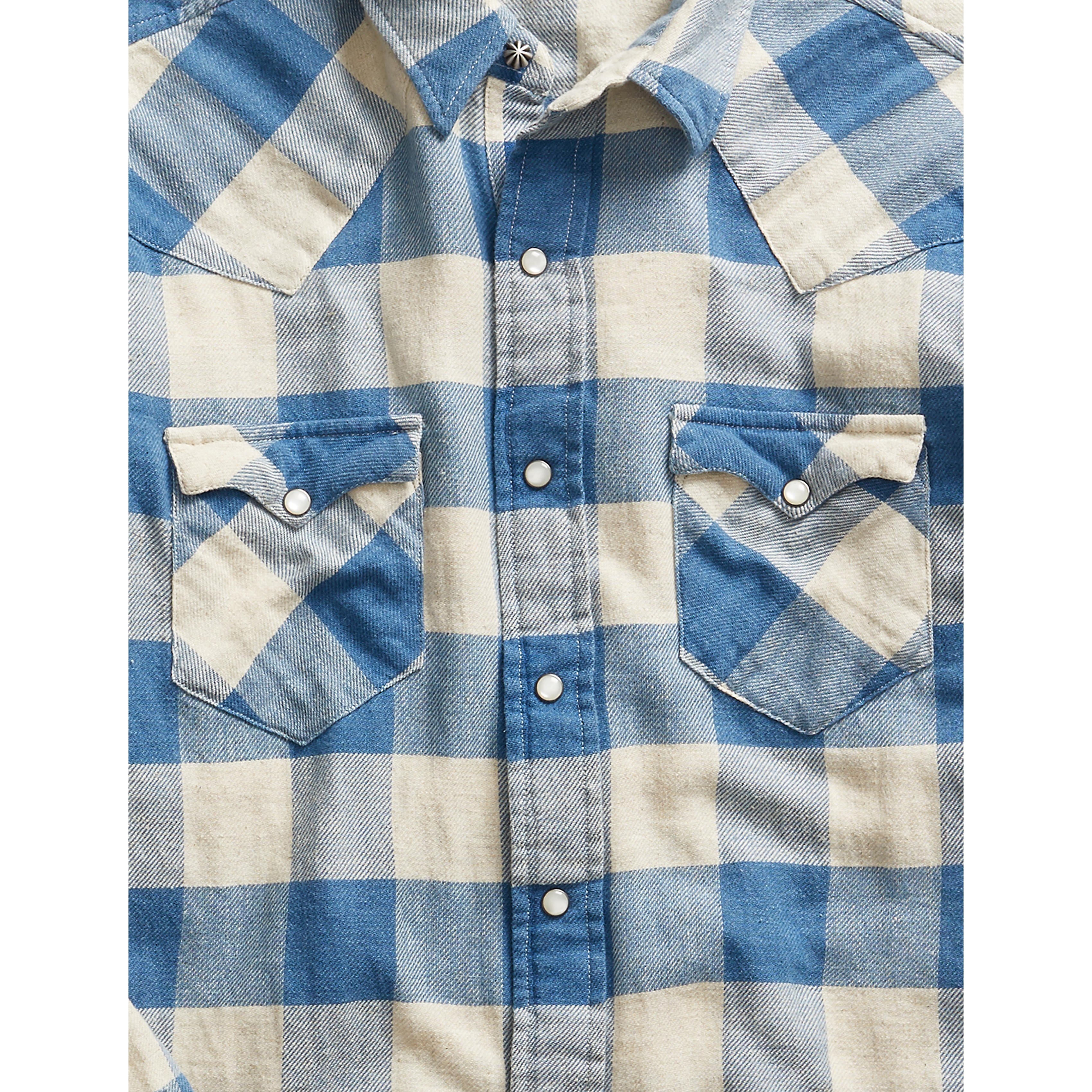 RRL Buffalo Western Shirt - Indigo / Cream | Long Sleeve Shirts ...