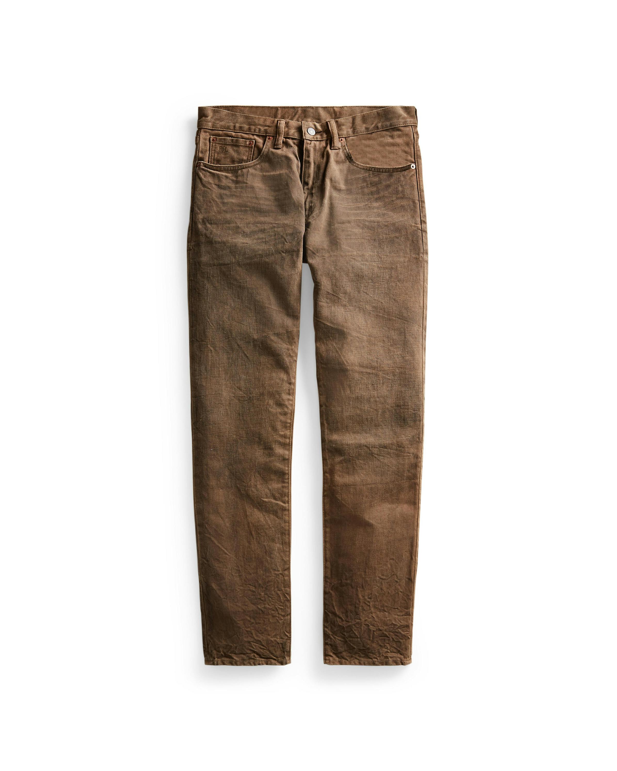 RRL Slim Fit Denim Jeans - Distressed Brown Wash | Stretch | Huckberry
