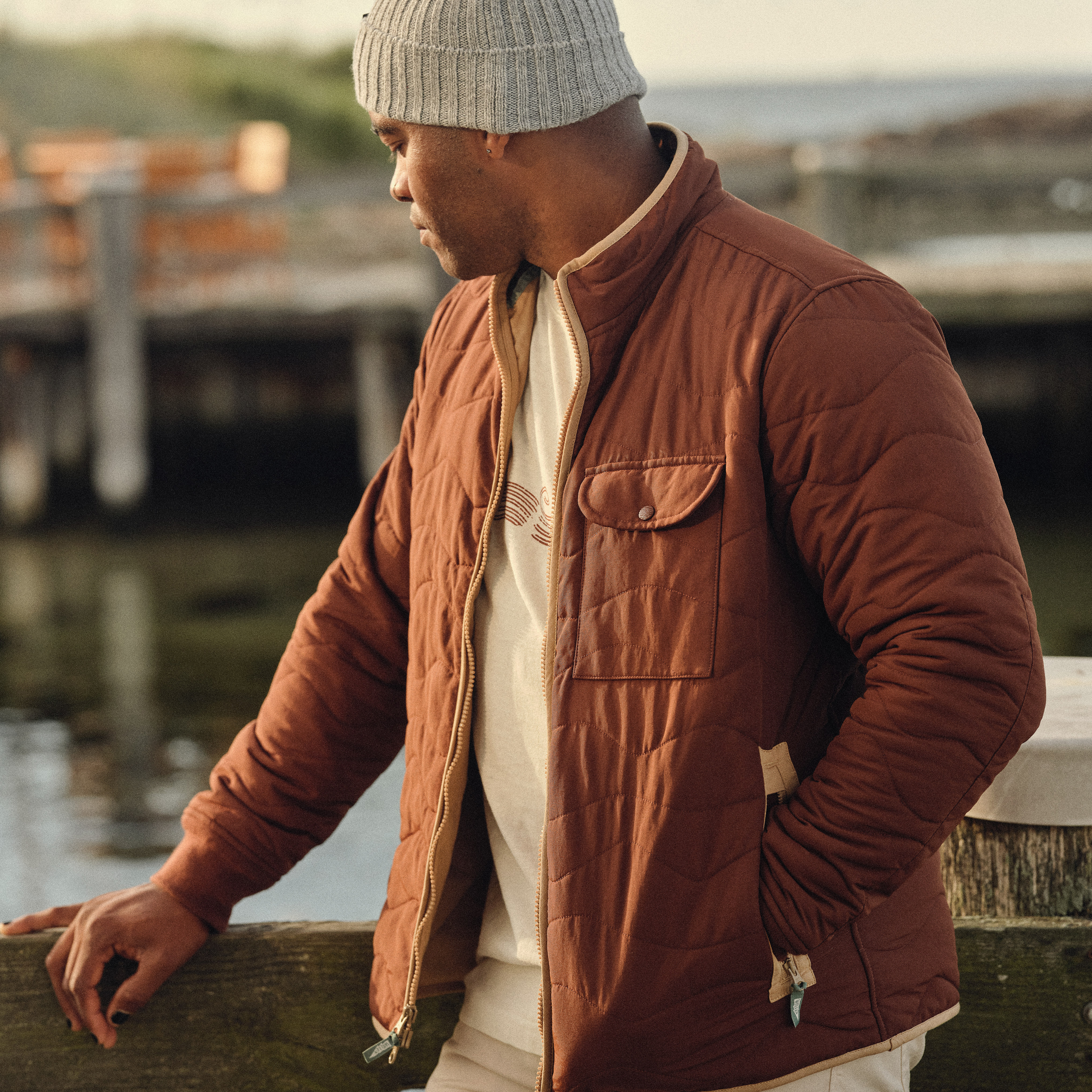 Wellen Wave Quilted Puffer Jacket - Rojo | Quilted Jackets | Huckberry