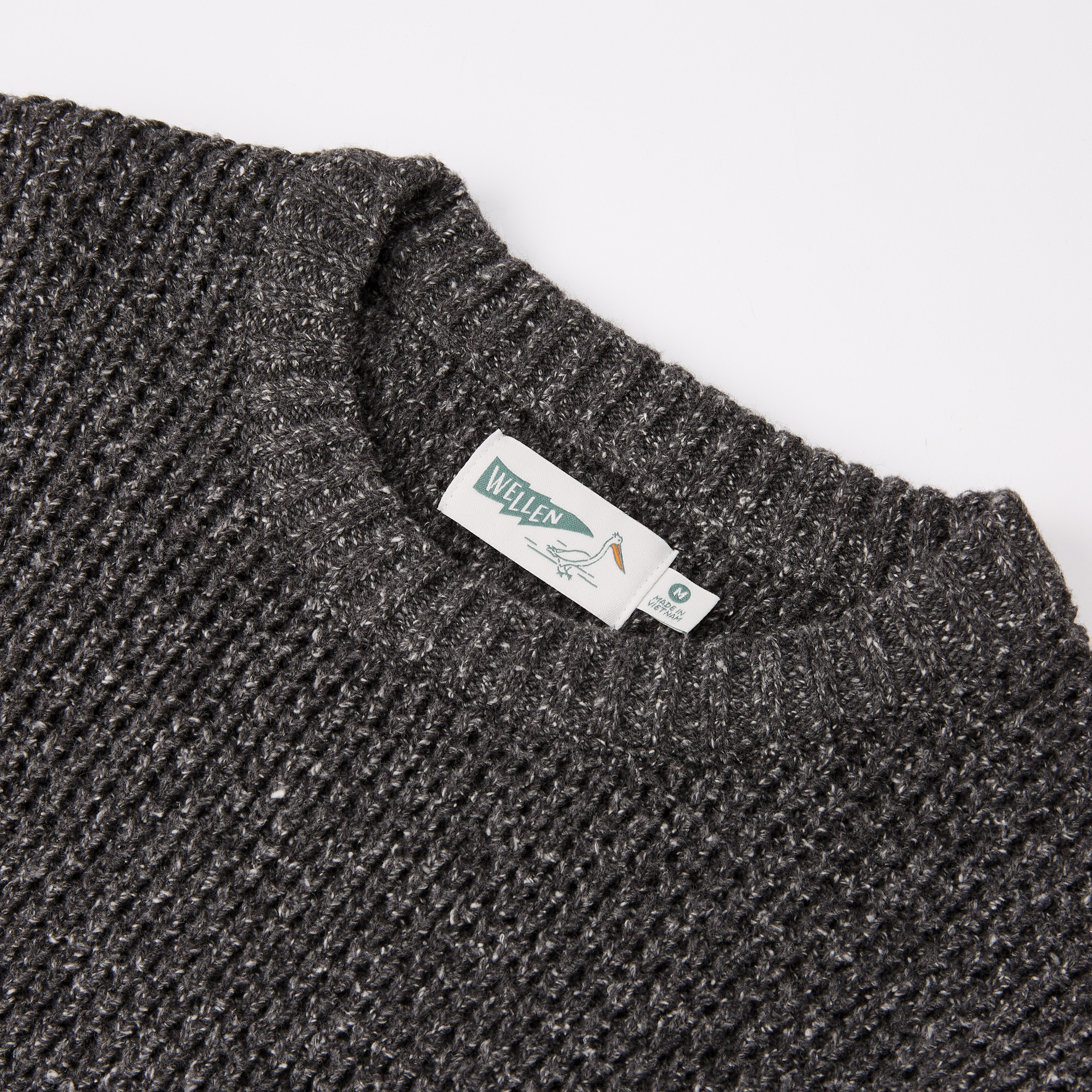 Wellen Recycled Cotton Headlands Sweater Heather Charcoal Crew Neck