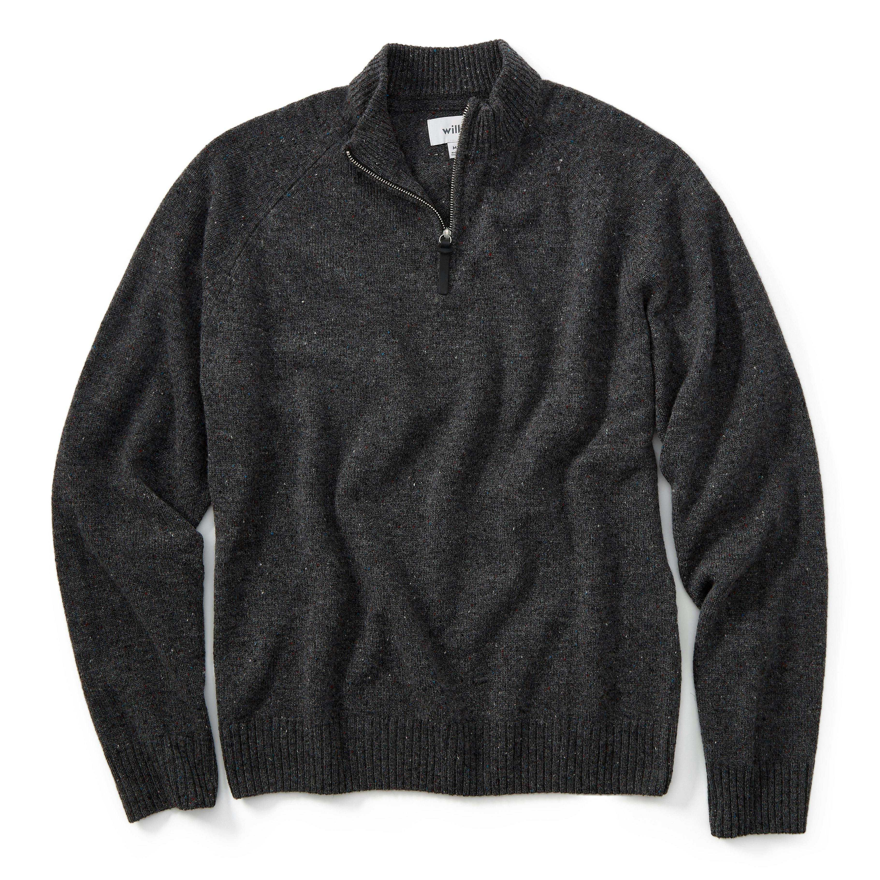 Speckled Merino Wool Quarter Zip Sweater