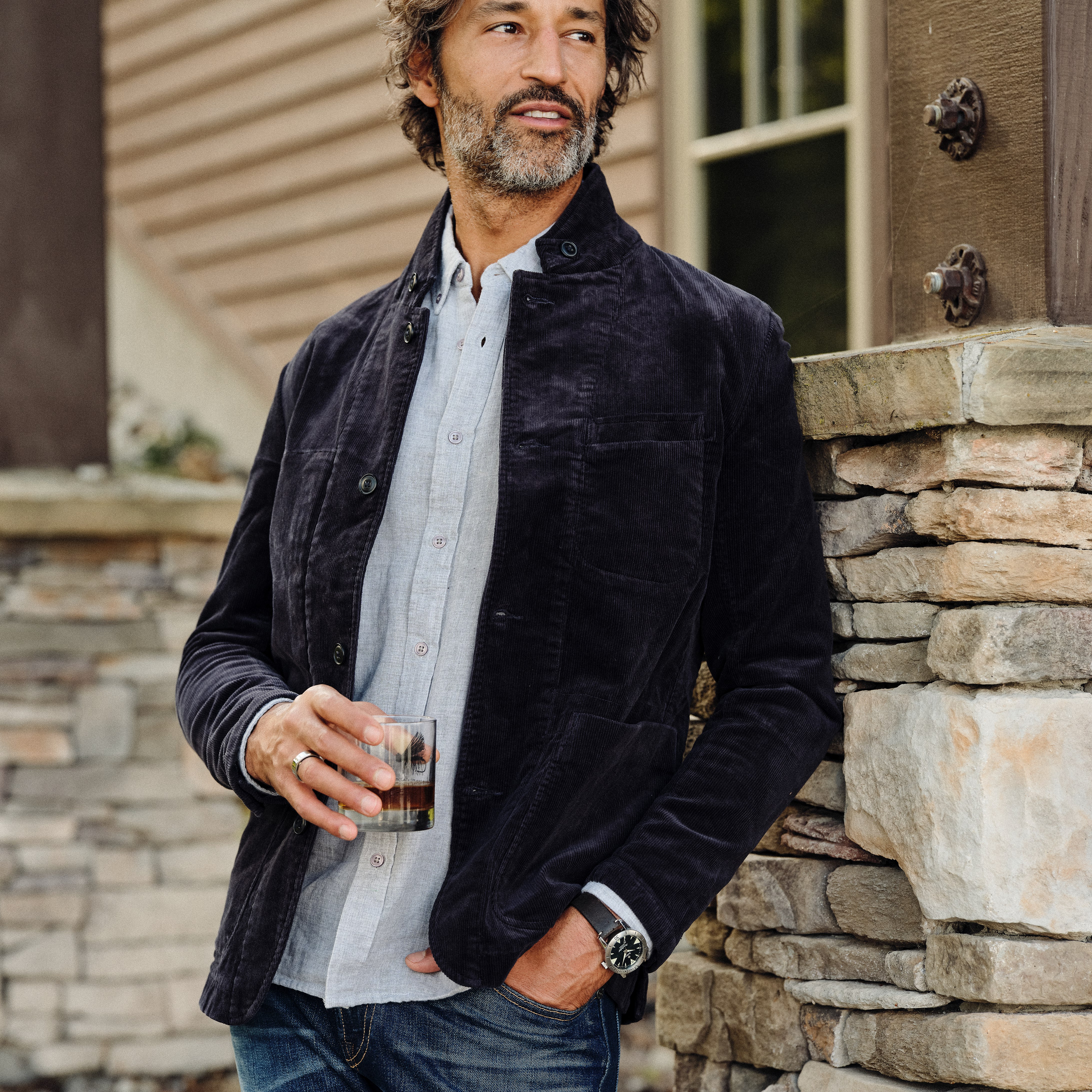 relwen moleskin trap blazer