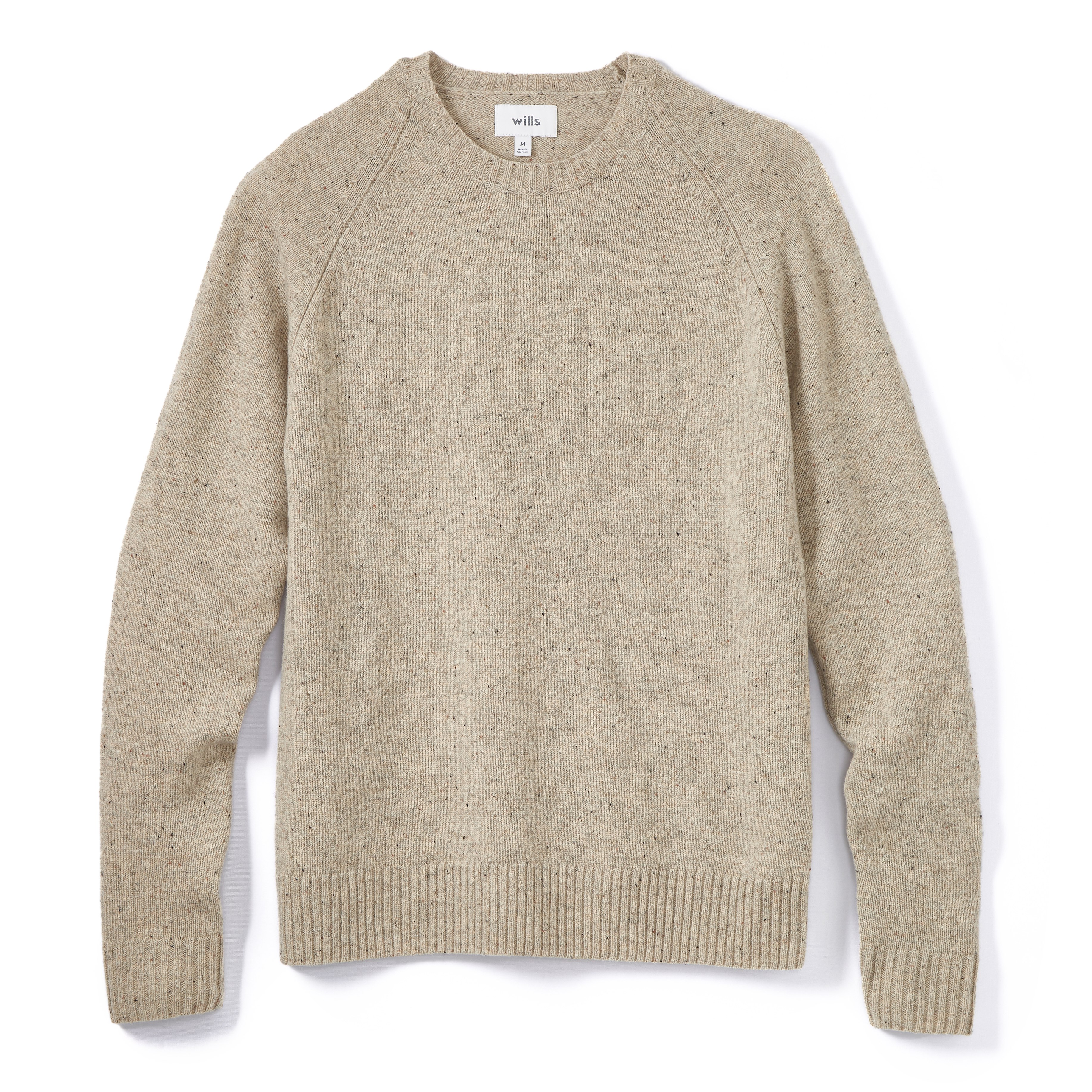 Wills Speckled Merino Wool Crewneck Sweater - Oatmeal | Crew Neck