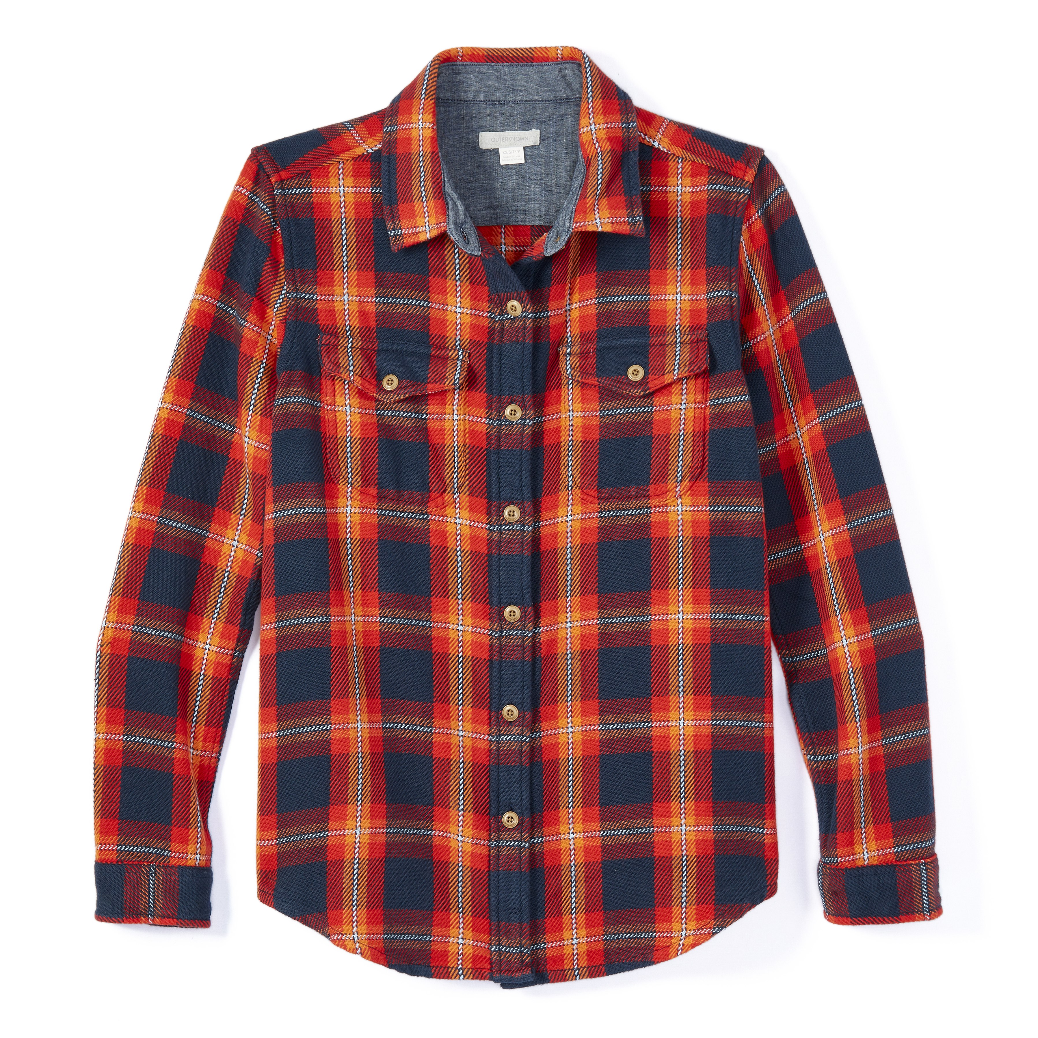 Outerknown Women's Flannel Blanket Shirt Marine Princeton Plaid - Main Image