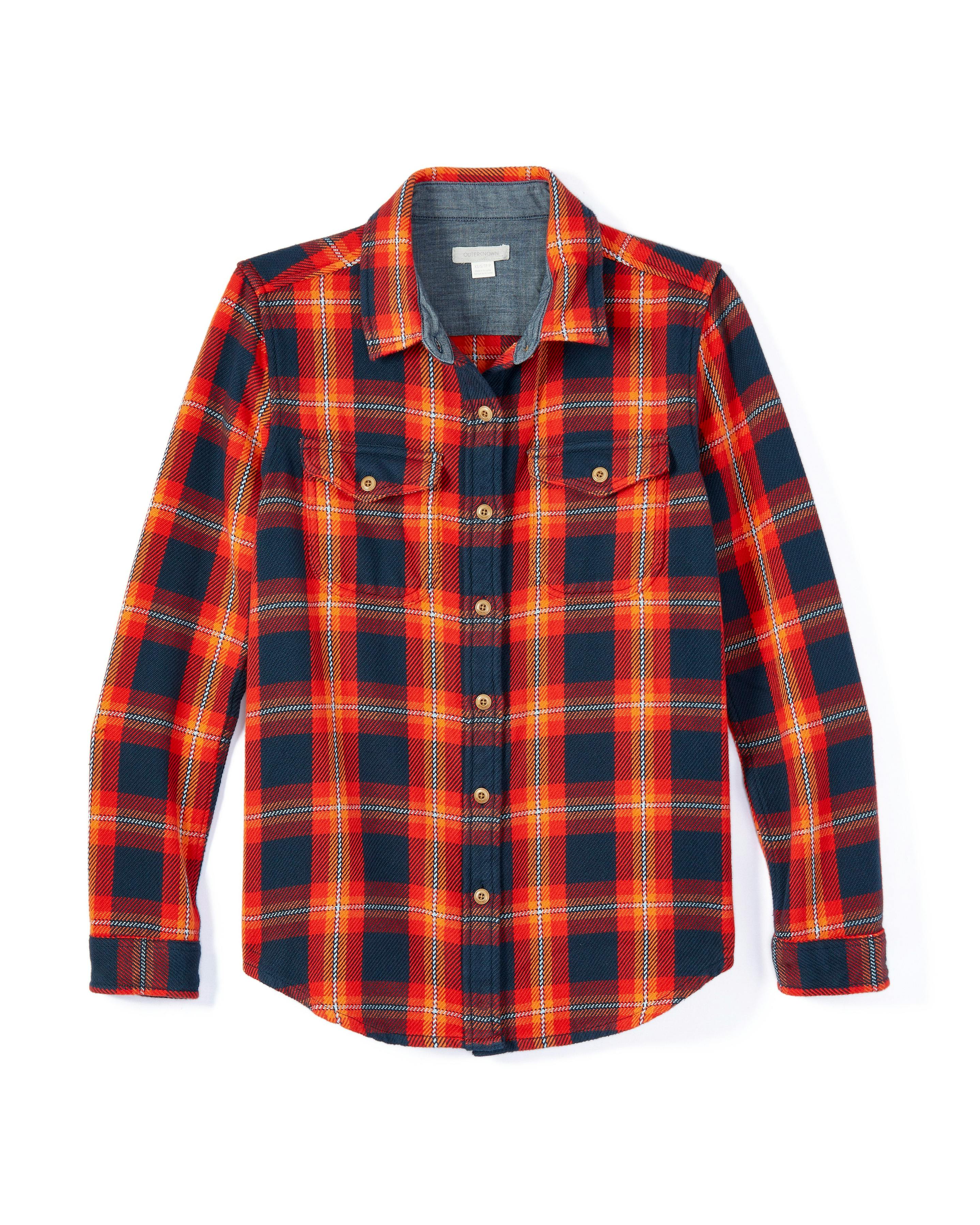 Outerknown Women's Flannel Blanket Shirt Marine Princeton Plaid