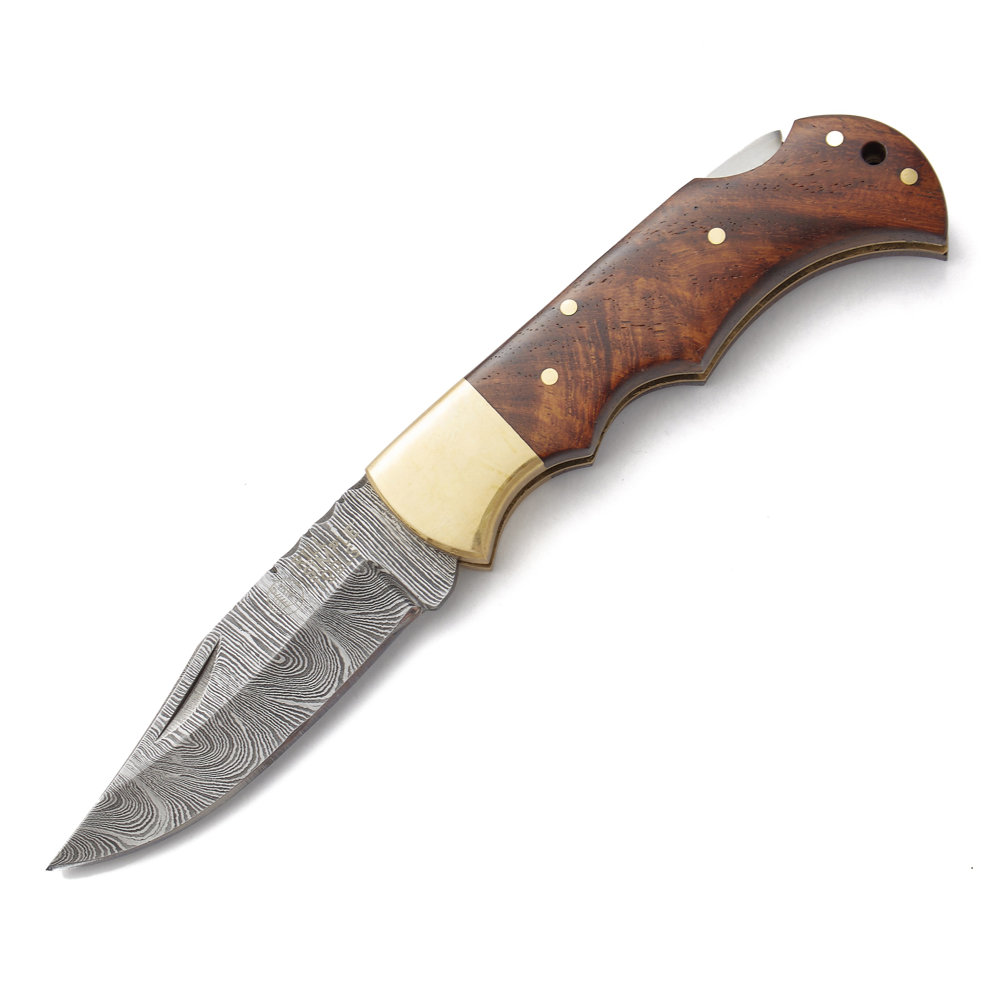 Rill Simple Tools Damascus Pocket Knife - Woody | Pocket Knives