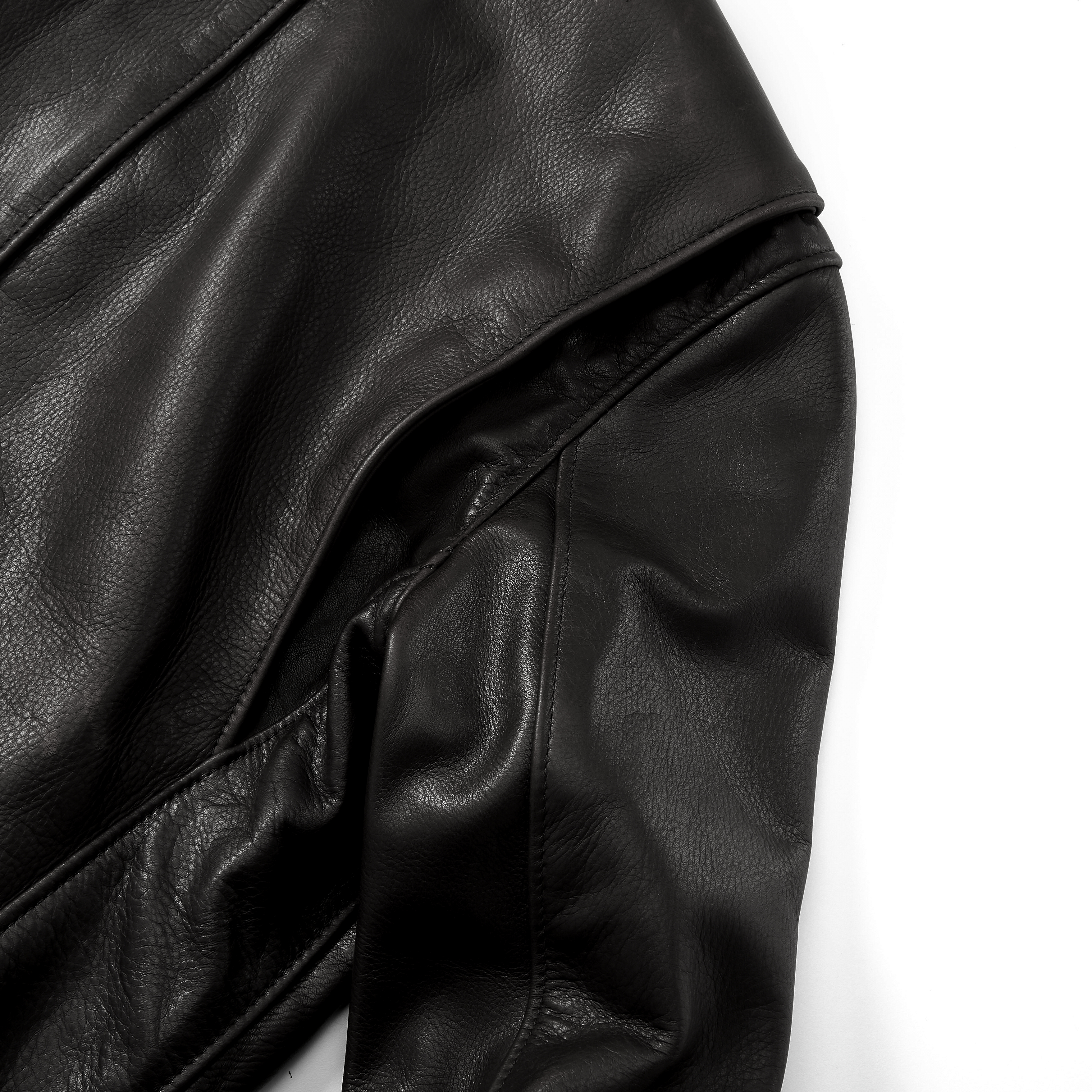 Schott Waxed Natural Pebbled Cowhide Cafe Leather Jacket - Black