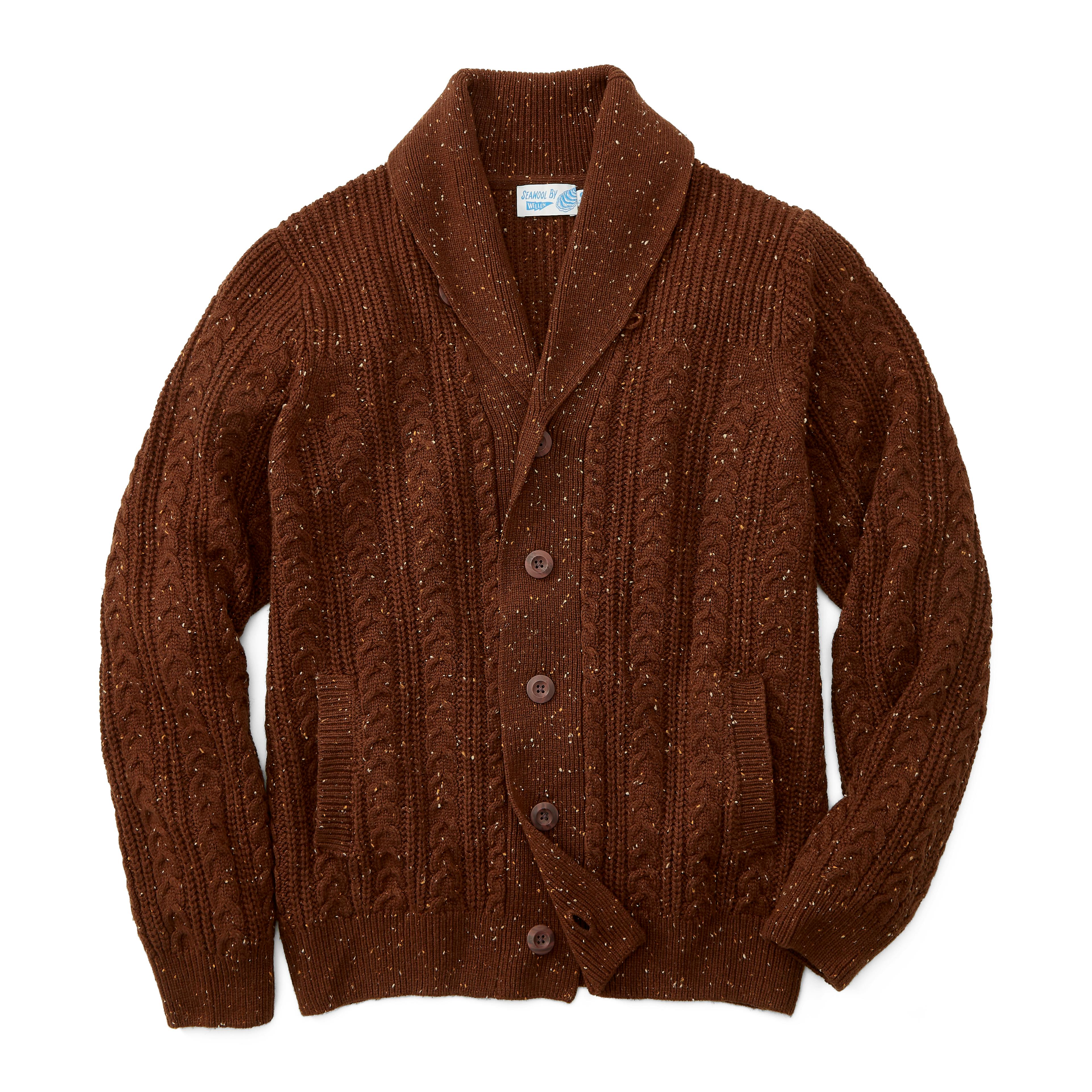 Seawool Fisherman Shawl Cardigan Sweater