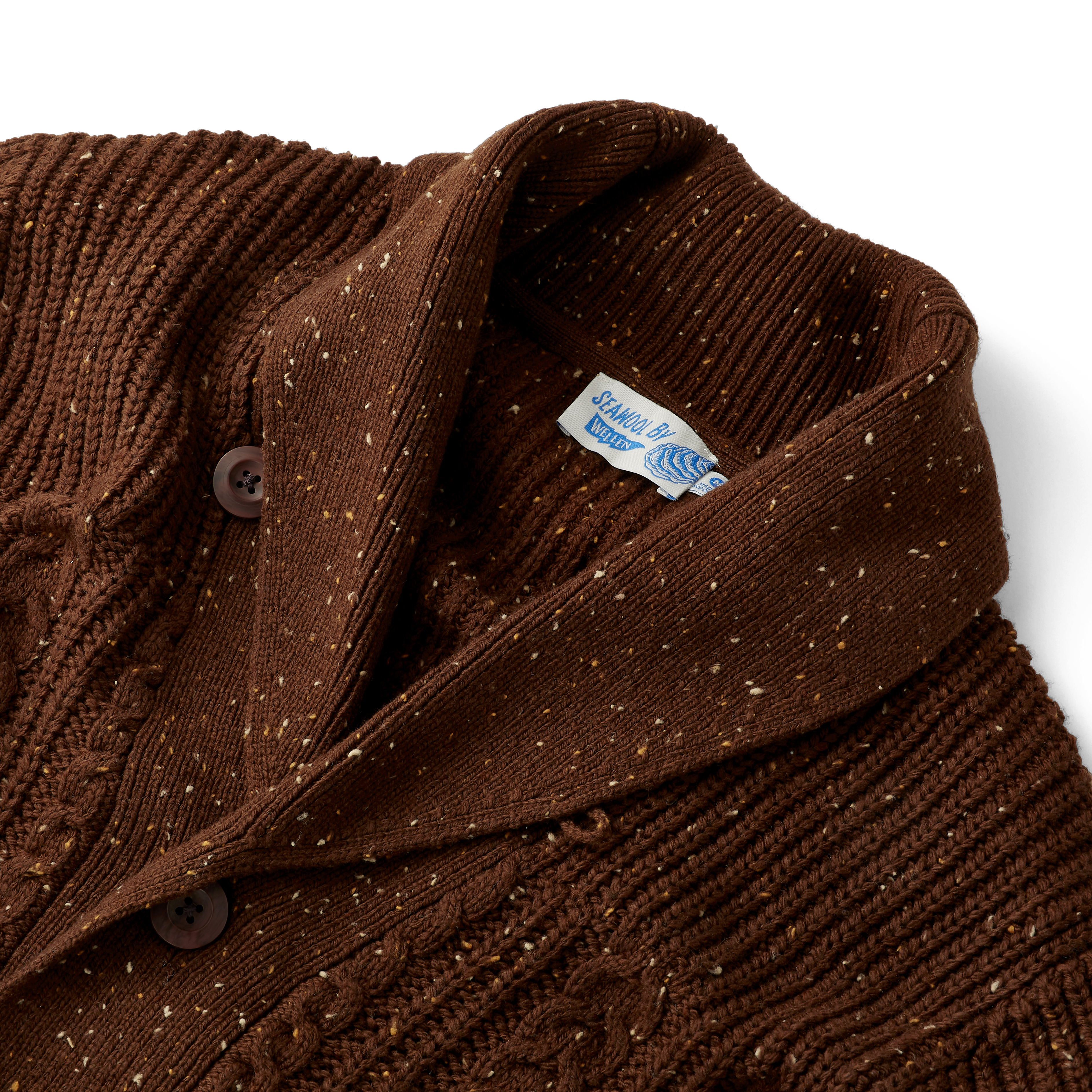 Wellen Seawool Fisherman Shawl Cardigan Sweater - Otter | Cardigan