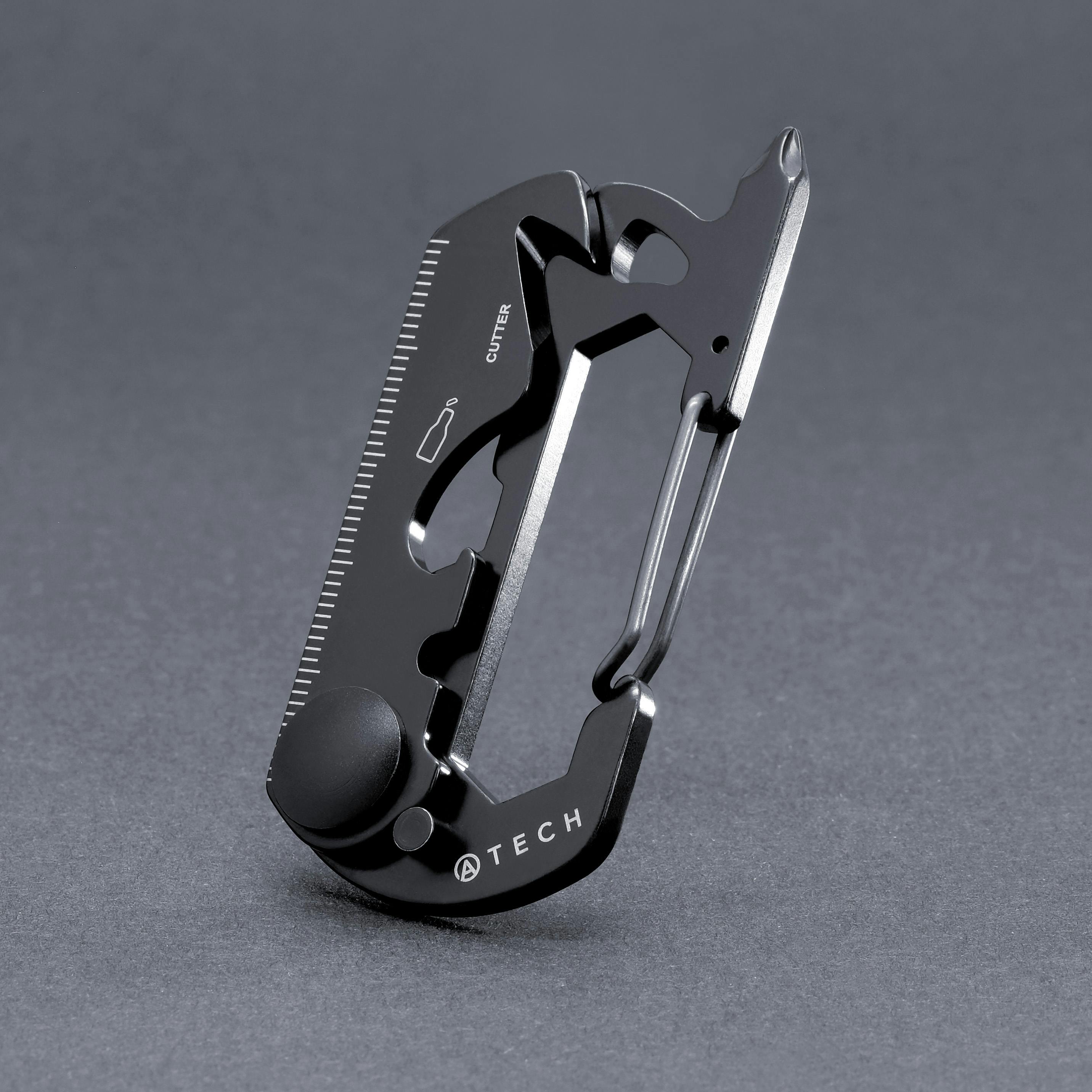 Atech Innovation Multi-Tool 10-in-1 Carabiner - Black, Pocket Tools