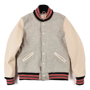 Leather and Wool-Blend Varsity Bomber Jacket