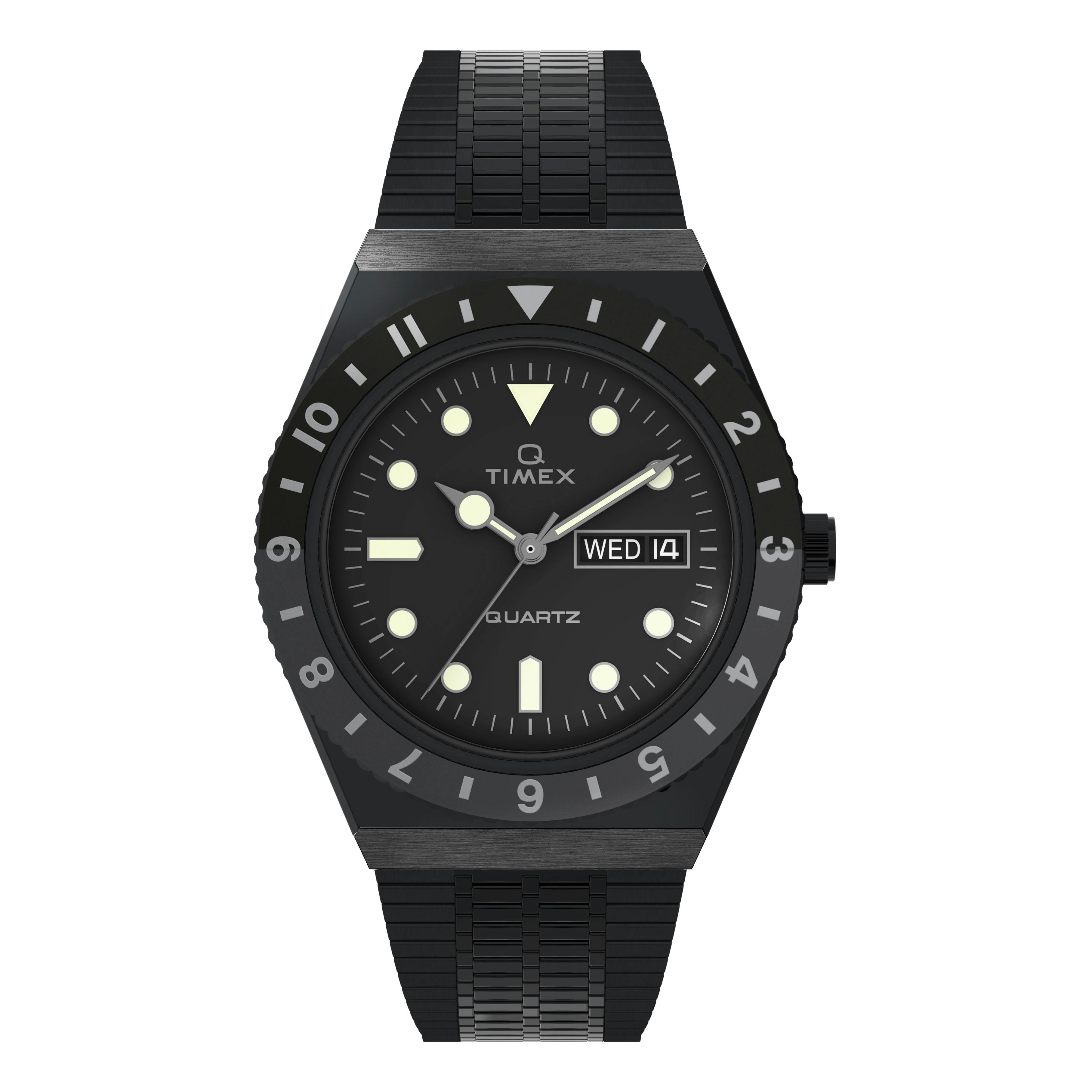 Q Timex Diver Inspired 38mm Watch w/ Blackout Bracelet