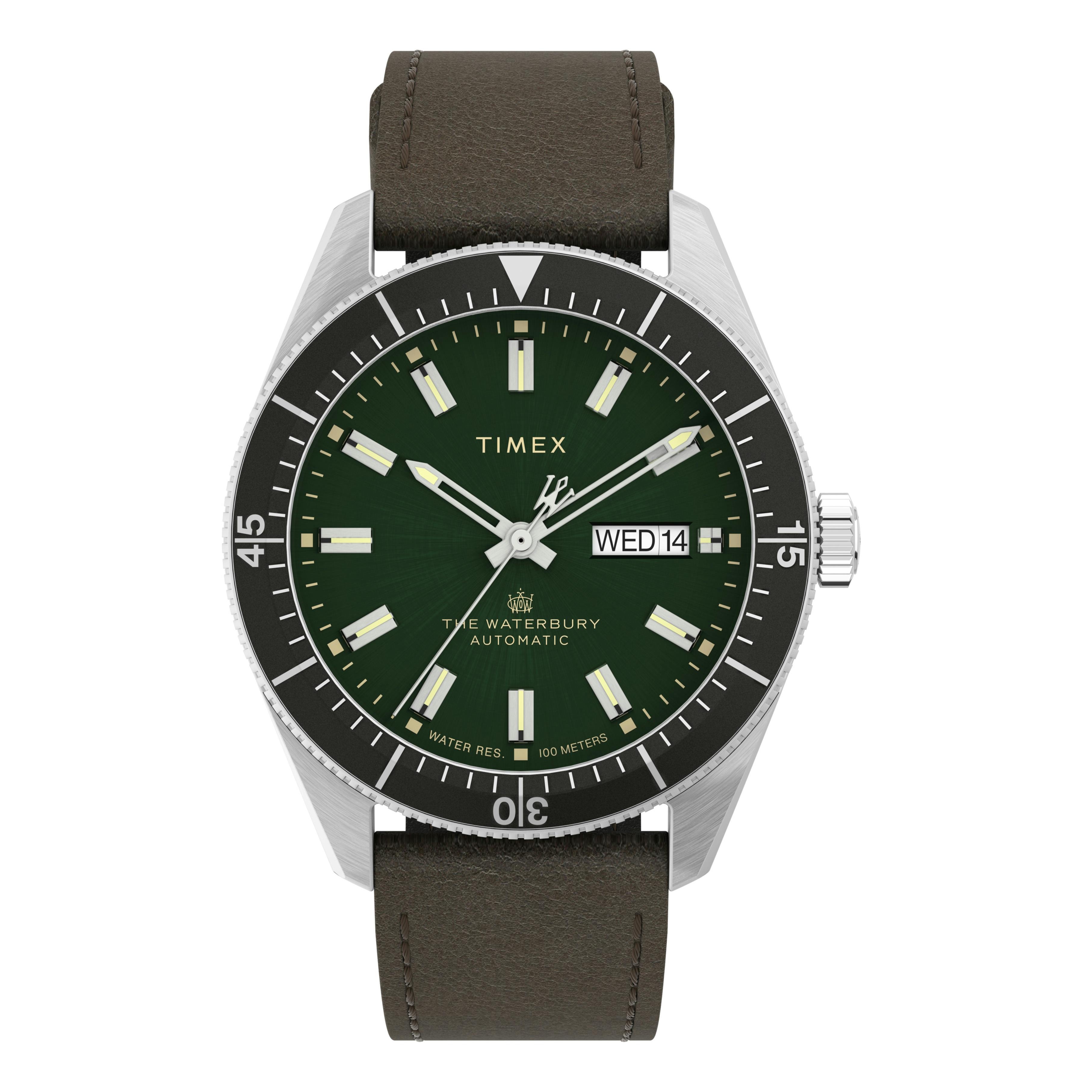 Waterbury Dive Automatic 40mm Watch w/ Leather Strap