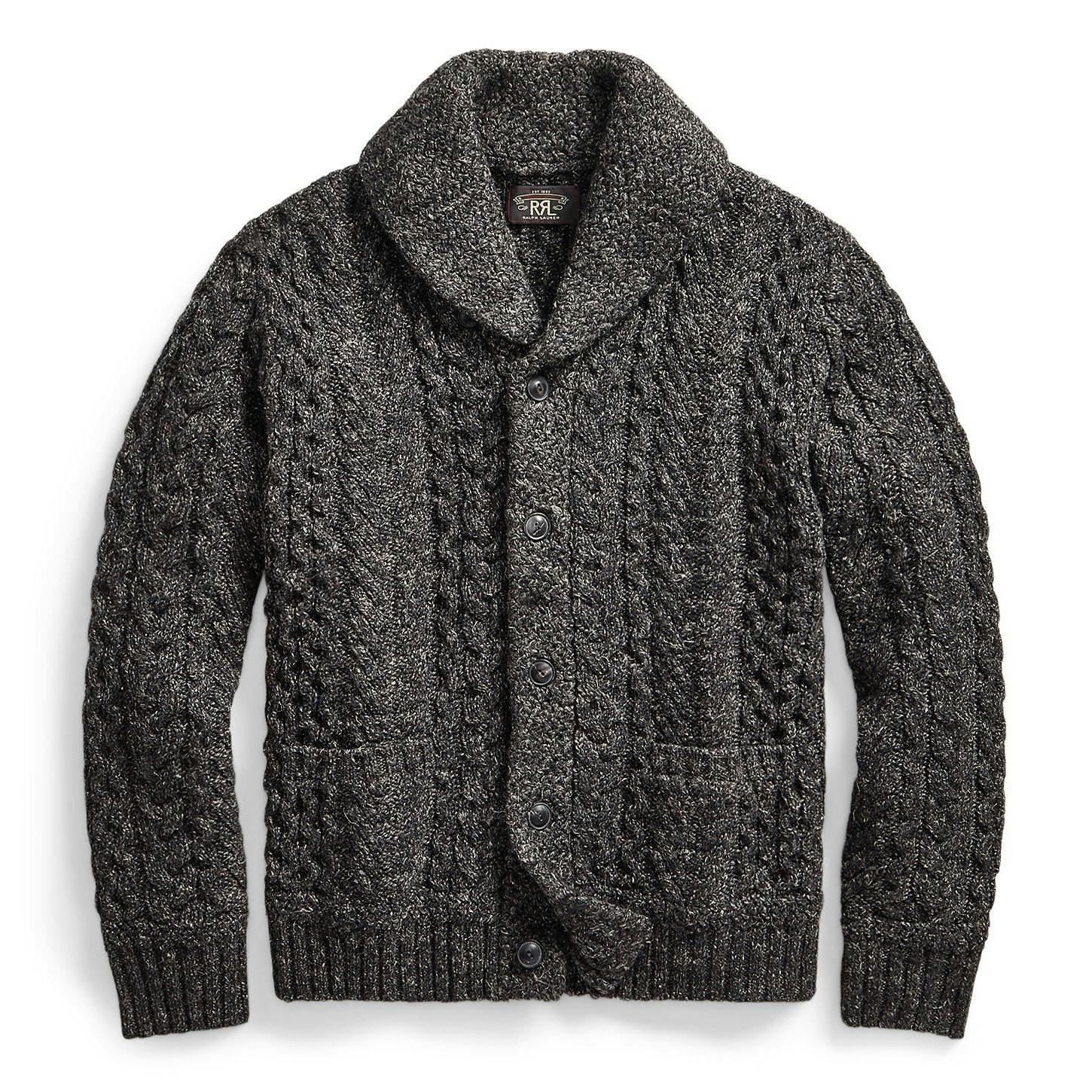 Shawl Collar Cableknit Cardigan Sweater