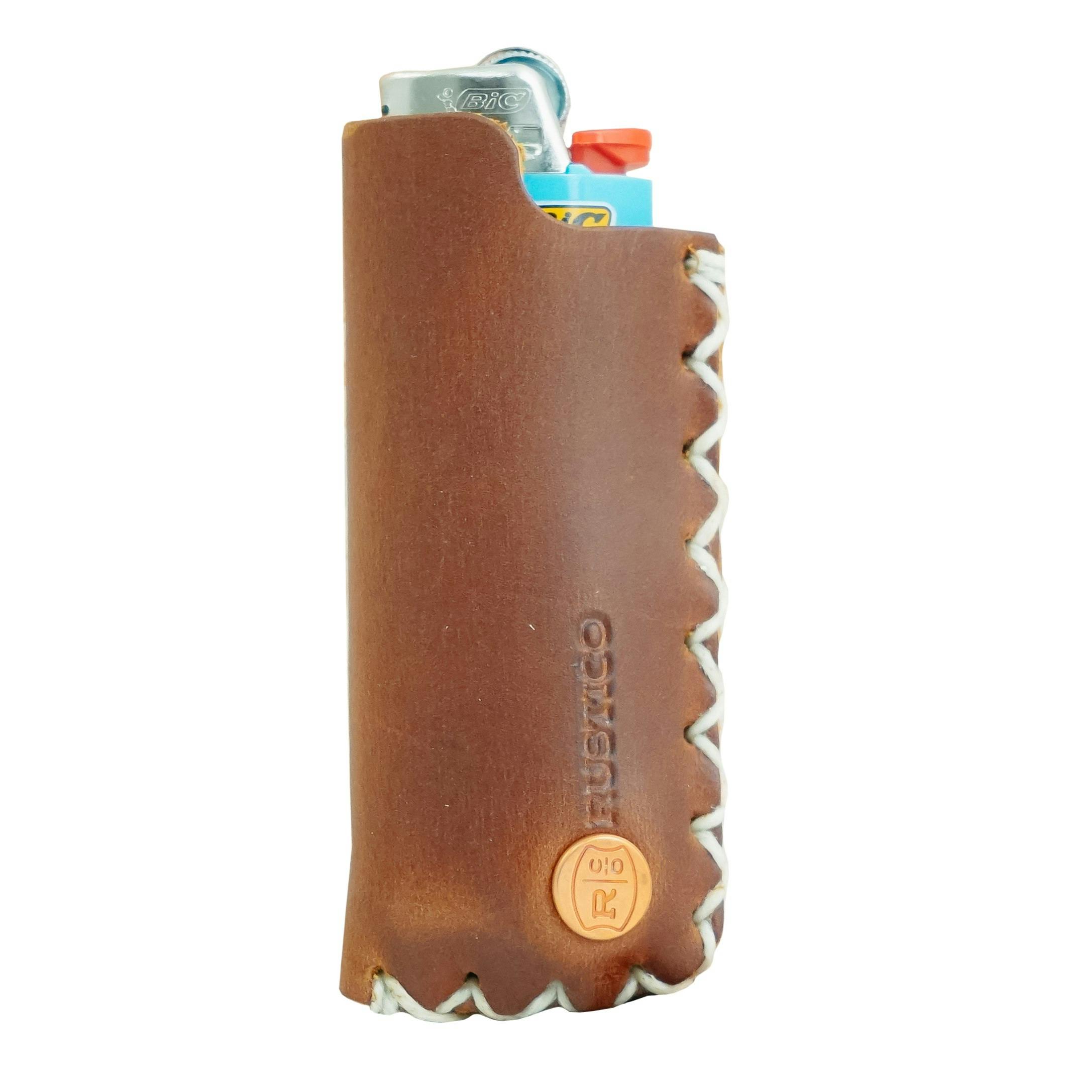 Fashion Bic Brown Leather Lighter Case Leather Bic Lighter Holder