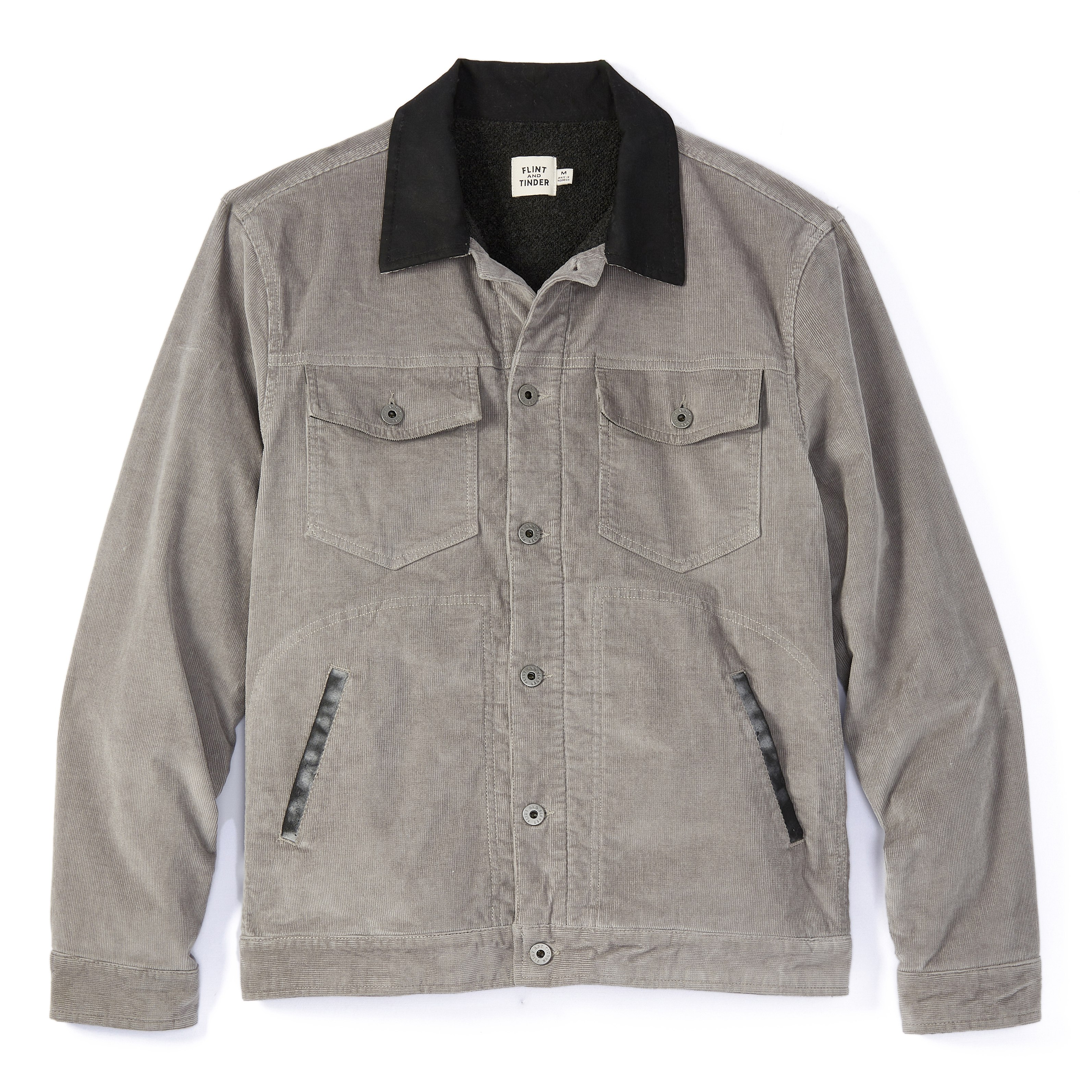 Flint and Tinder Sherpa-Lined Corduroy Trucker Jacket - Grey Cord