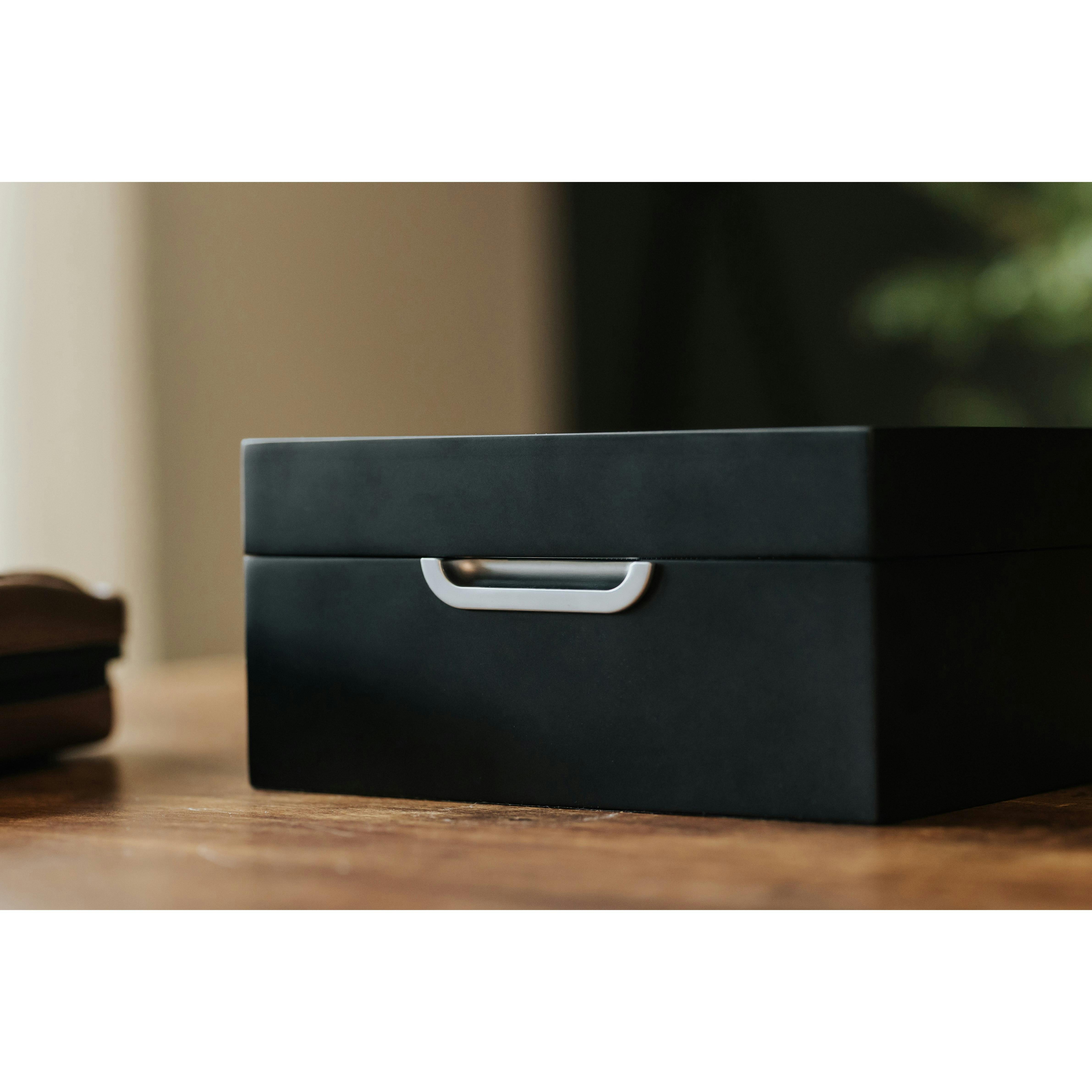 Modern Watch Box 2x3 Black Finish with Custom Aluminum Handle 6-Slot with Real Glass, Adult Unisex, Size: Large