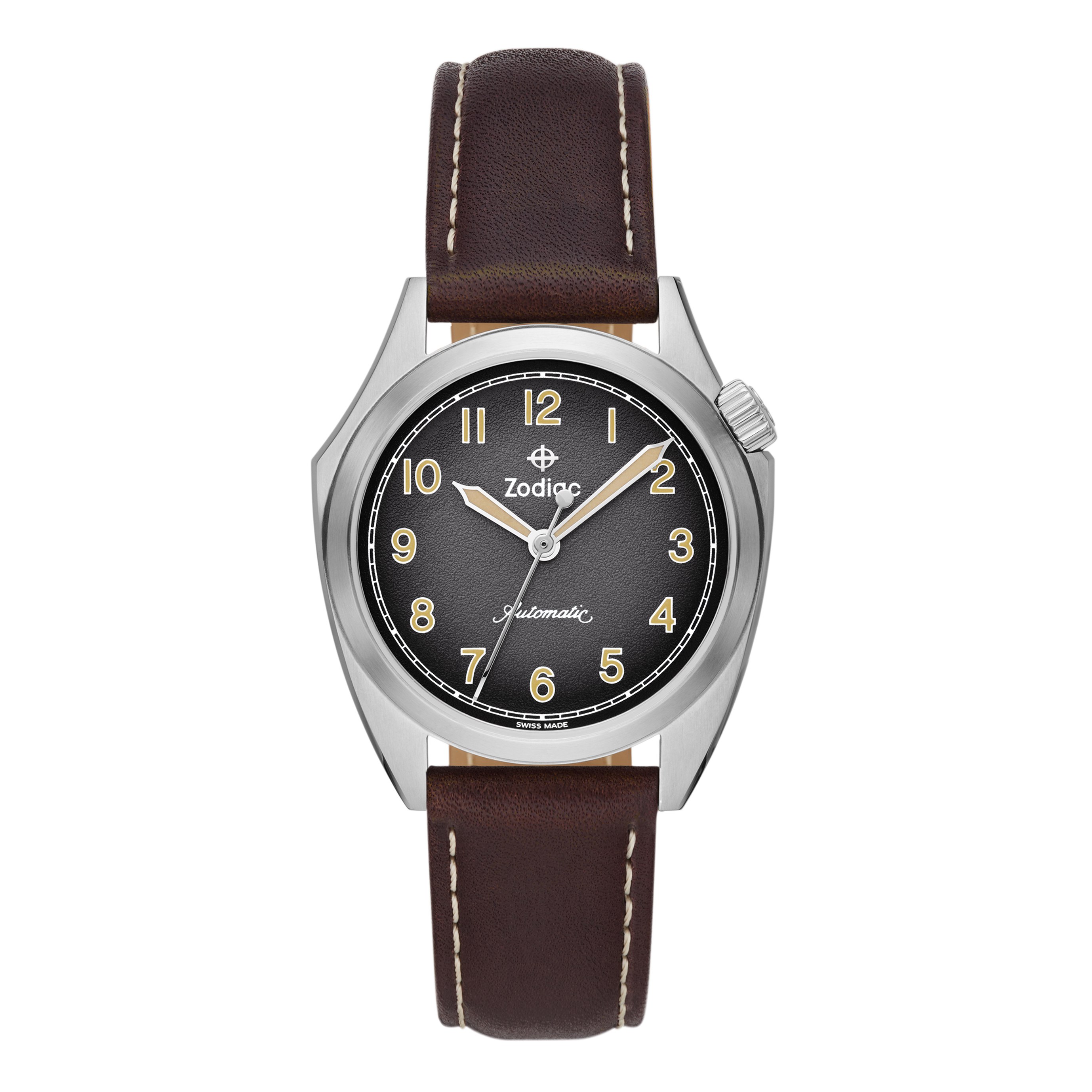 Zodiac Olympos Automatic Watch - Black/Tan | Dress Watches | Huckberry