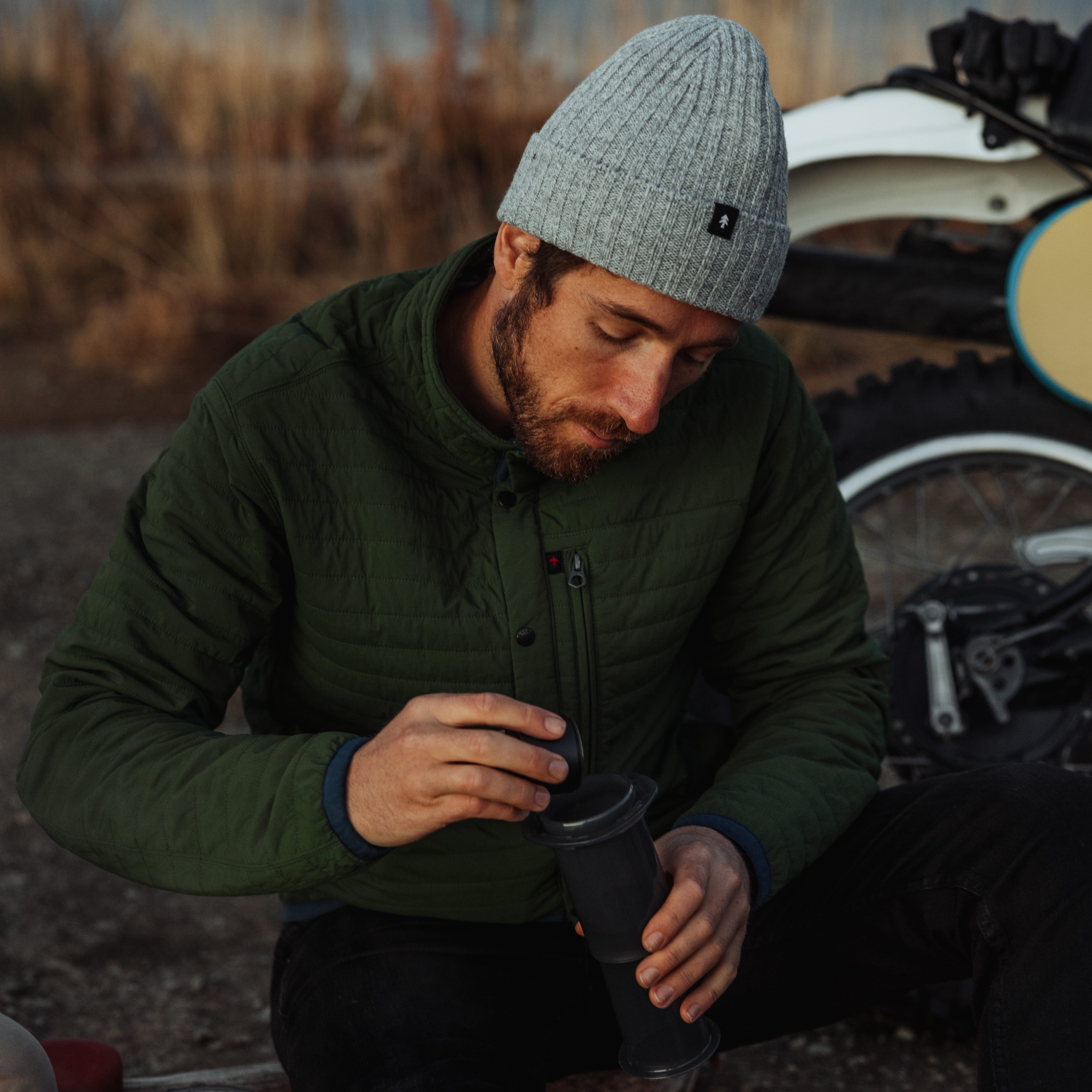 Huckberry Japanese Rib Knit Beanie - Light Heather Grey