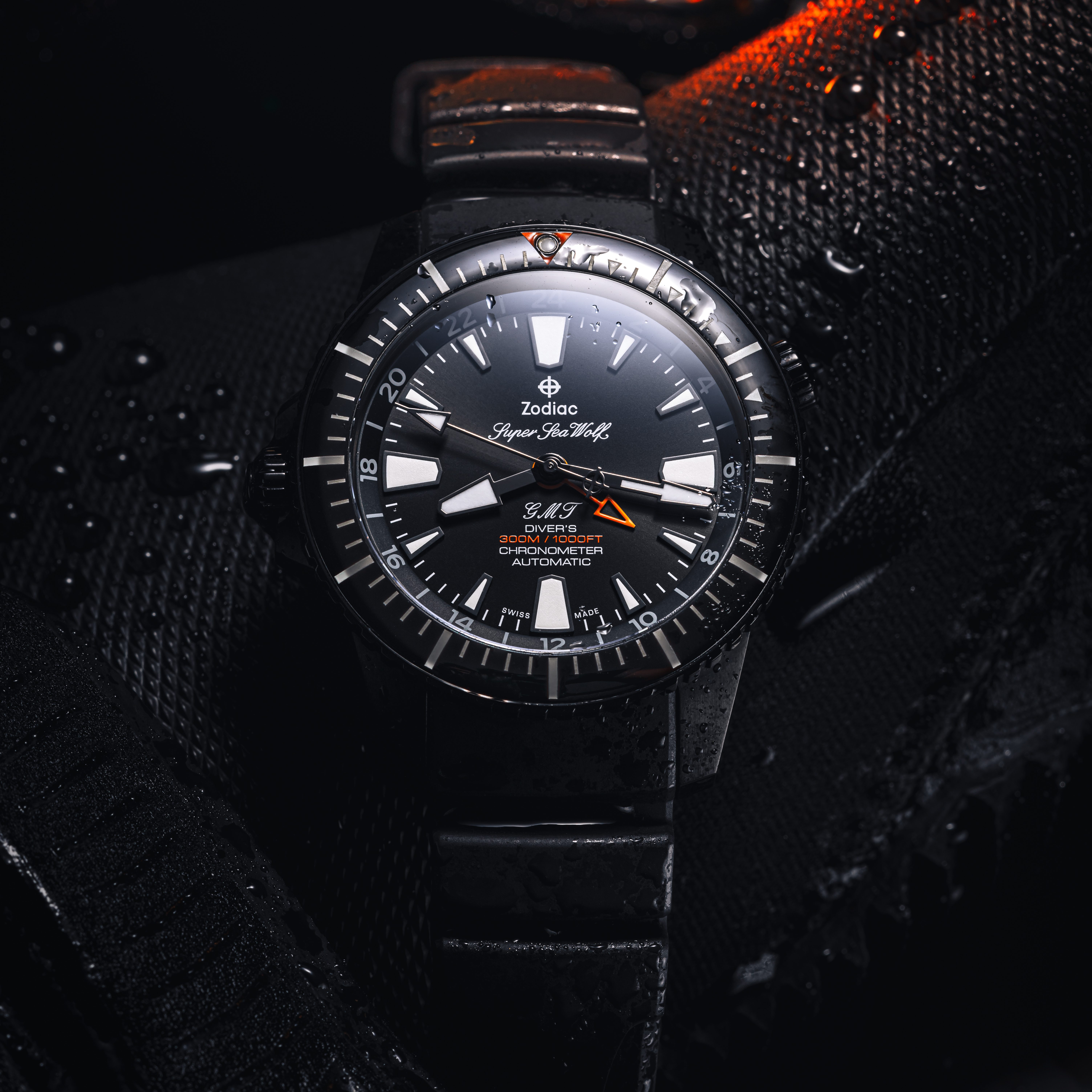 Zodiac Super Sea Wolf GMT Pro Diver Watch - Black | Dive Watches