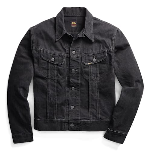 RRL Lot-271 Denim Trucker Jacket - Worn-In Black Wash | Denim